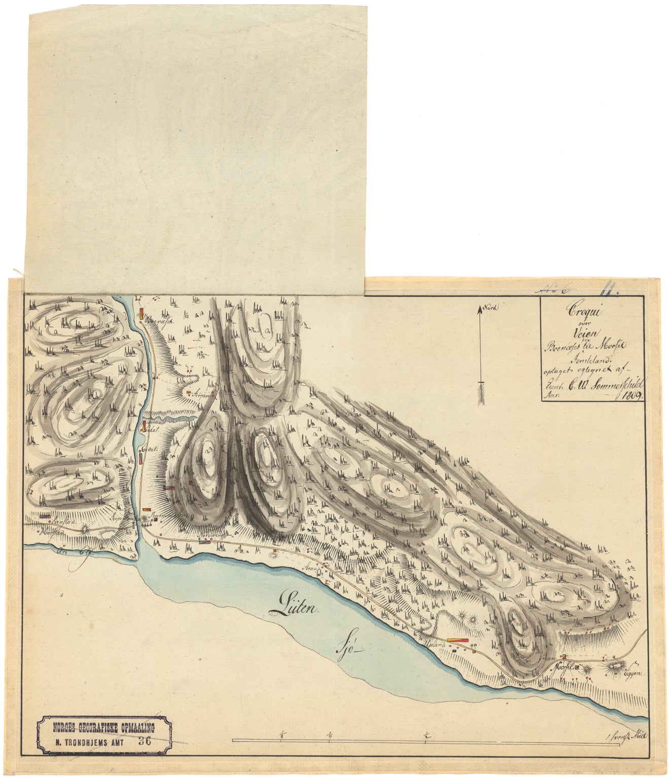 Nordre Trondhjems amt nr 36-2b: Croqui over Veien fra Boenæsset til Mørsil i Jemteland: Nord-Trøndelag