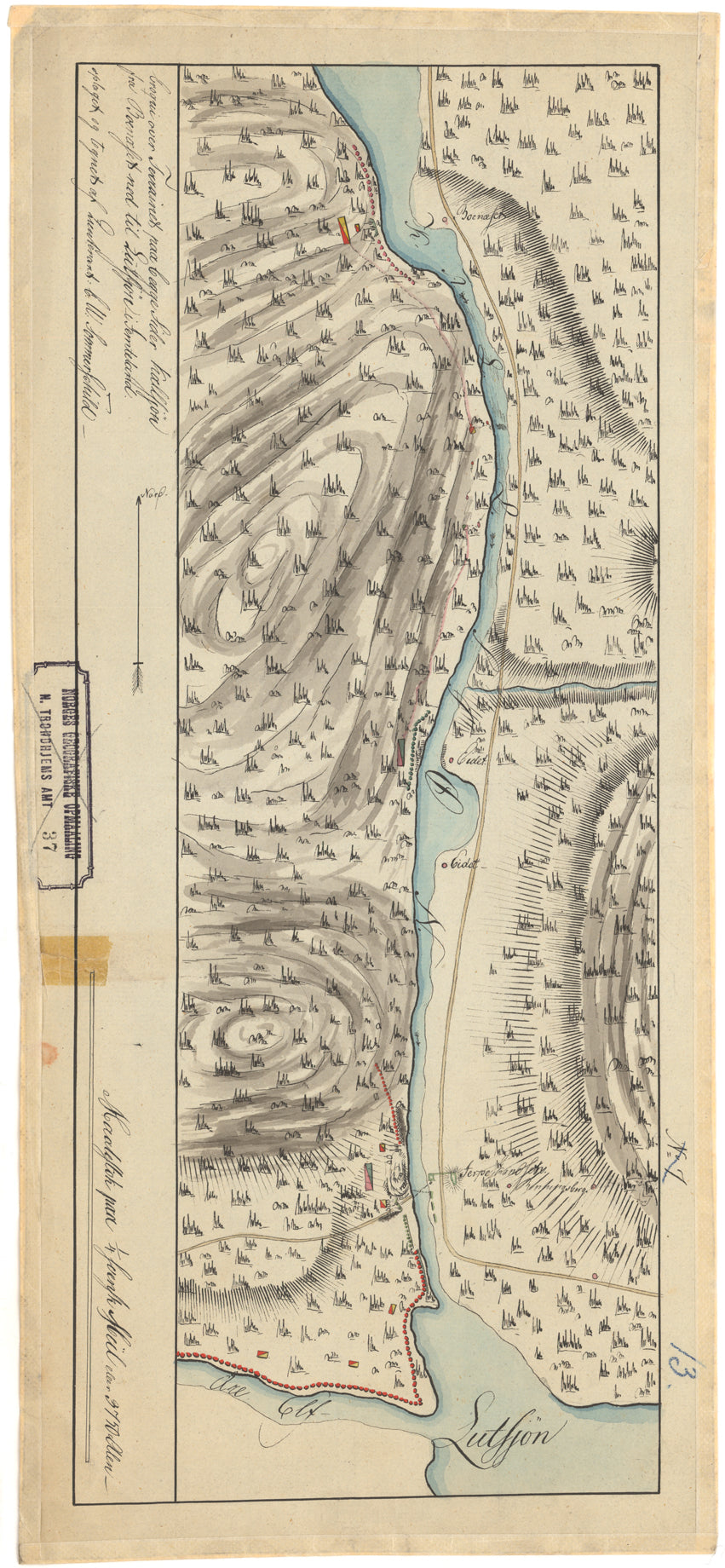 Nordre Trondhjems amt nr 37: Croqui over Terrænget paa begge Sider Kallsjøn fra Boenæsset til Lutsjøn i Jemteland: Nord-Trøndelag