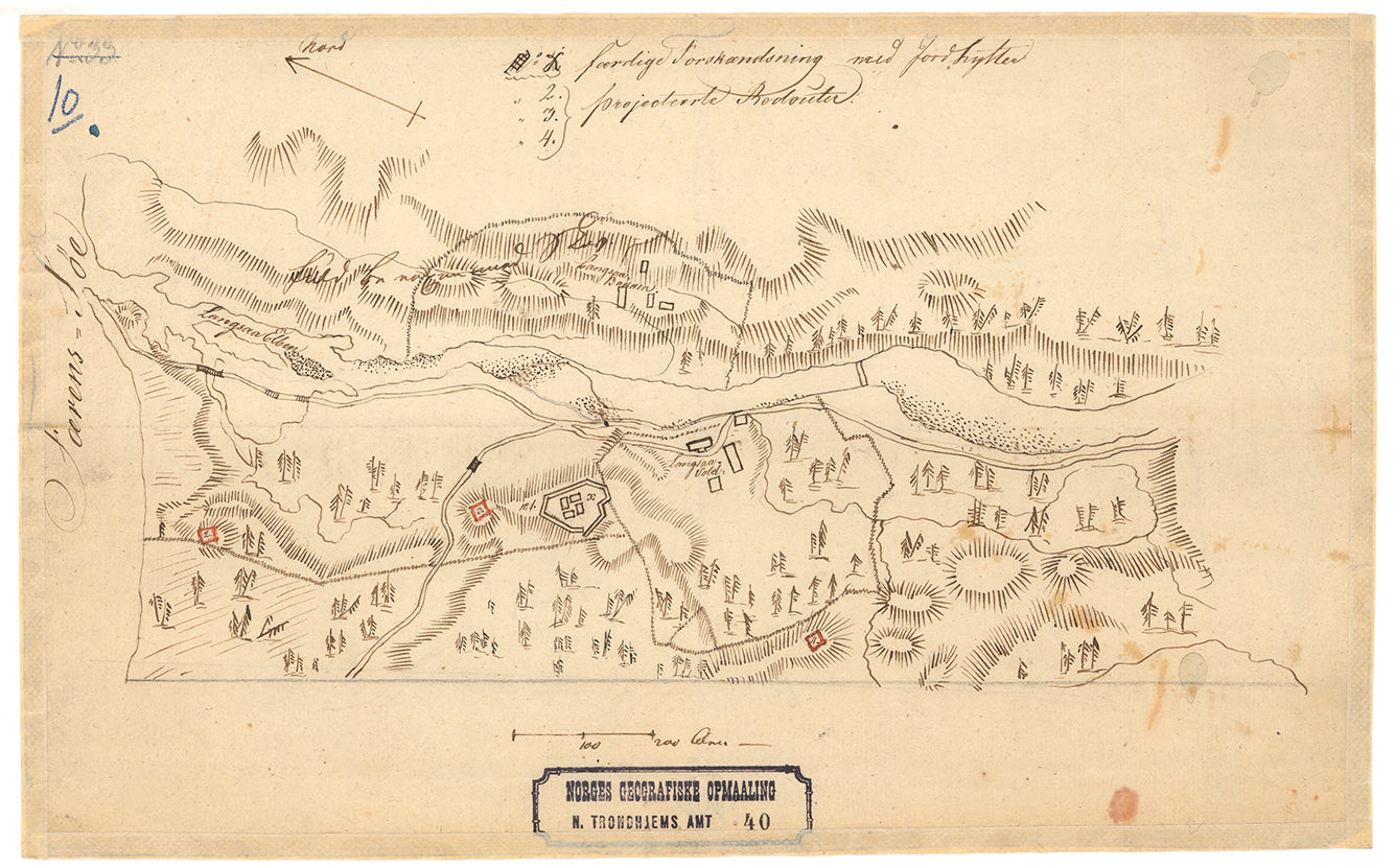 Nordre Tronhjems amt nr 40: Oculair Tegning over Egnen ved Jerpe Skandse: Nord-Trøndelag