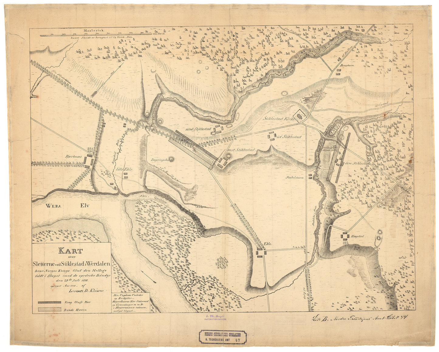 Nordre Trondhjems amt nr 47-3: Kart over Sletterne ved Stiklestad i Wærdalen: Nord-Trøndelag