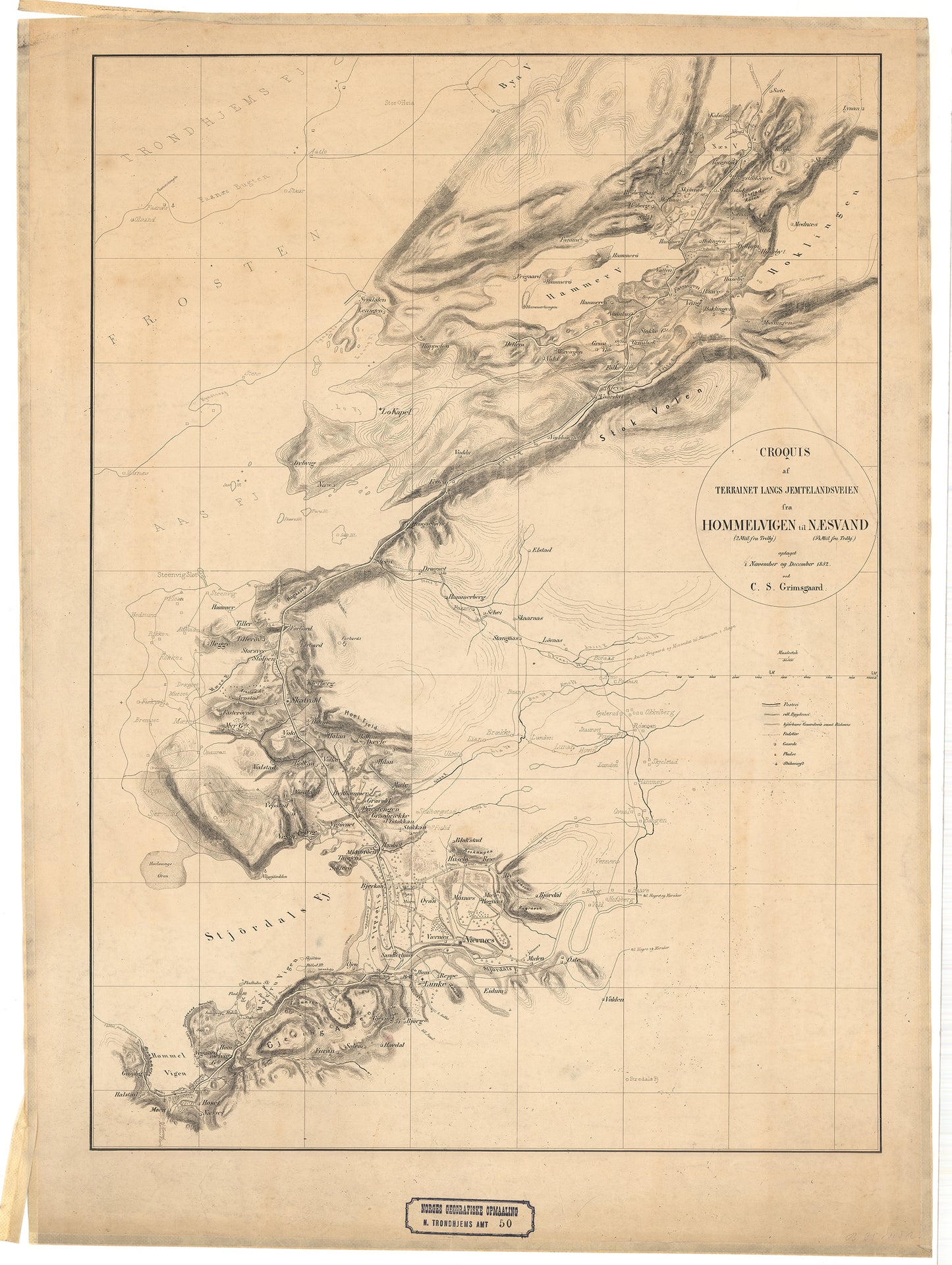 Nordre Trondhjems amt nr 50: Croquis af Terrainet fra Hommelvigen til Næsvand: Nord-Trøndelag
