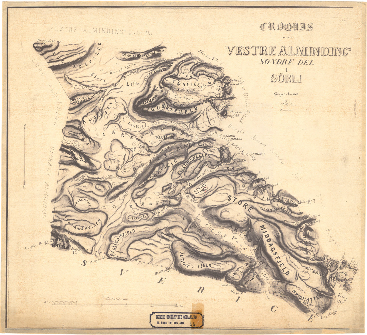 Nordre Trondhjems amt nr 55: Croquis over vestre Almindings søndre Del i Sørli: Nord-Trøndelag