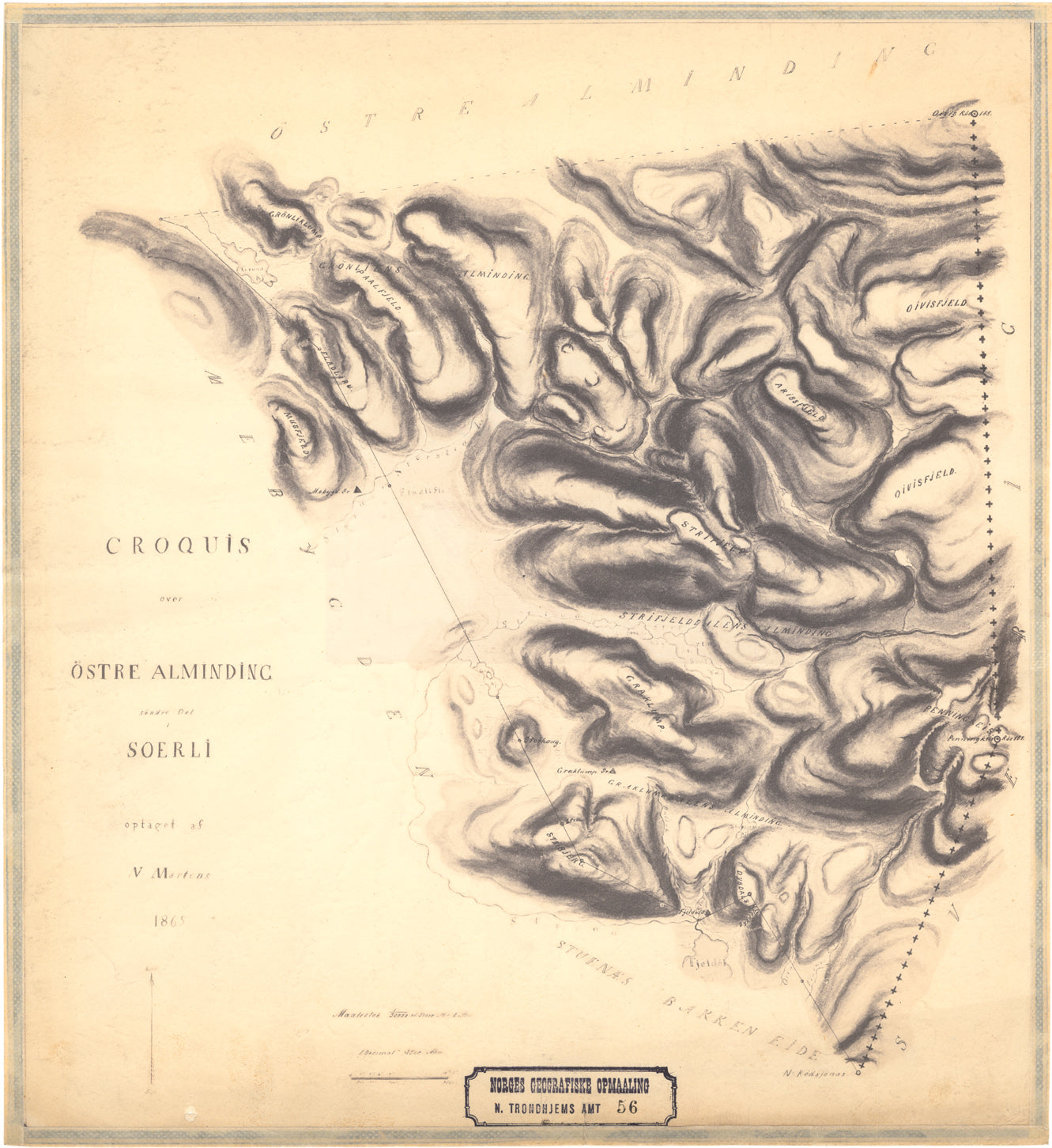 Nordre Trondhjems amt nr 56: Croquis over østre Almindings søndre Del i Sørli: Nord-Trøndelag