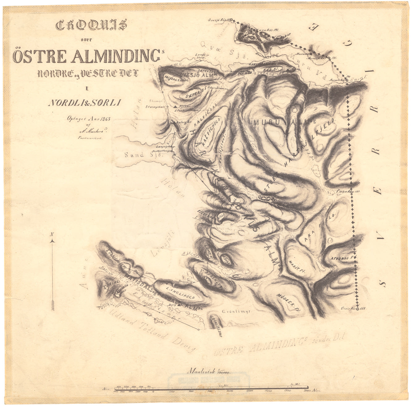 Nordre Trondhjems amt nr 57-1: Croquis over østre Almindings nordre og vestre Del i Nordli og Sørli: Nord-Trøndelag