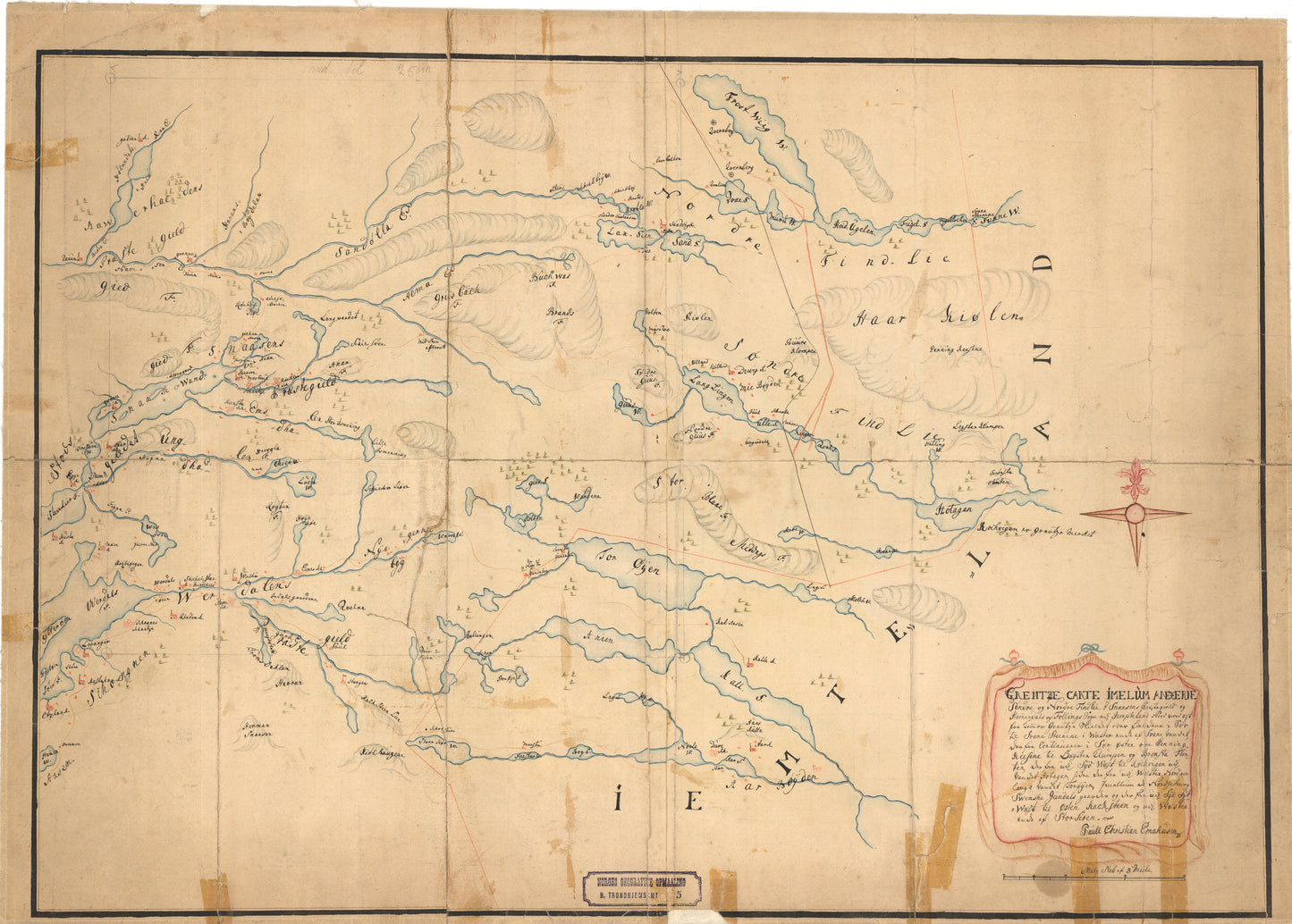 Nordre Trondhjems amt nr 5: Grentze Carte imellem Annexerne Søndre og Nordre Findlie i Snaasens Prestegiæld og Hammerdahls og Follings Sogn udi Jempteland: Nord-Trøndelag