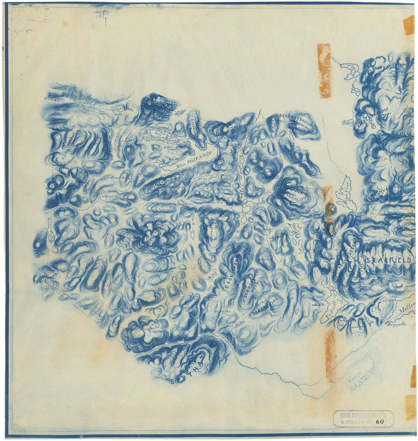 Nordre Trondhjems amt nr 60-2: Kart over Landegod, Vesteraa og Bangsjø Almindinger i Overhalden, Namdals Fogderi: Nord-Trøndelag