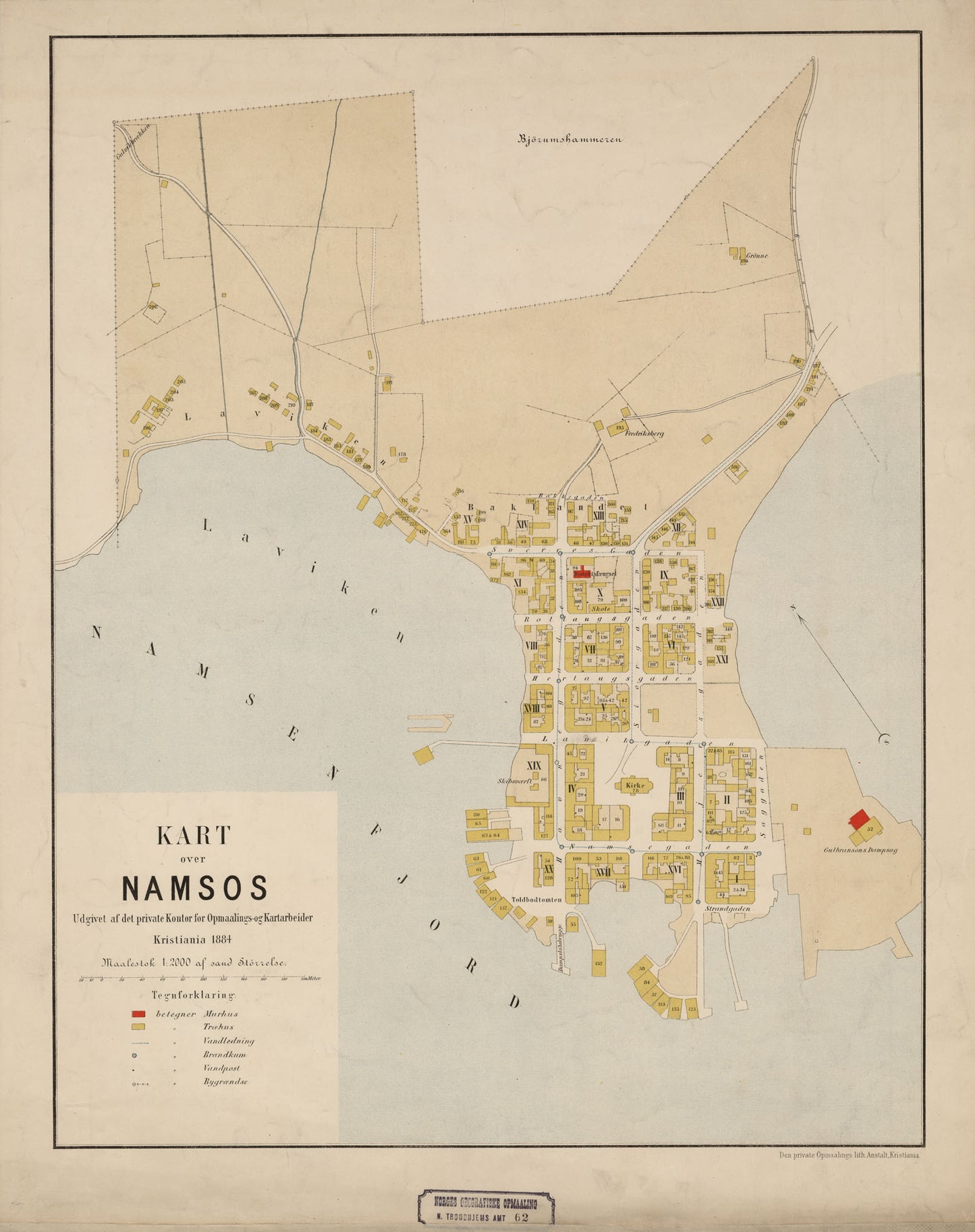 Nordre Trondhjems amt nr 62: Kart over Namsos: Nord-Trøndelag