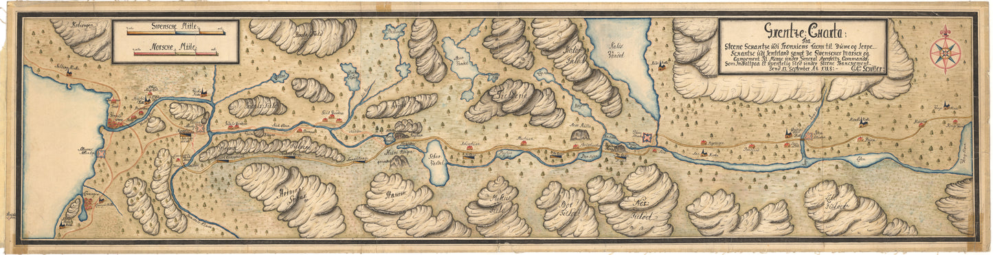 Nordre Trondhjems amt nr 6a: Grentze Charta fra Steene Schantze udi Tronhiems Leen: Nord-Trøndelag