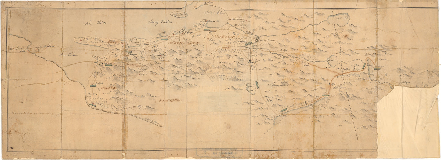Nordre Trondhjems amt nr 7: Cart visende General Armfelts Marsch Anno 1718 og 1719 (fra Skalstugan til Vernæs): Nord-Trøndelag