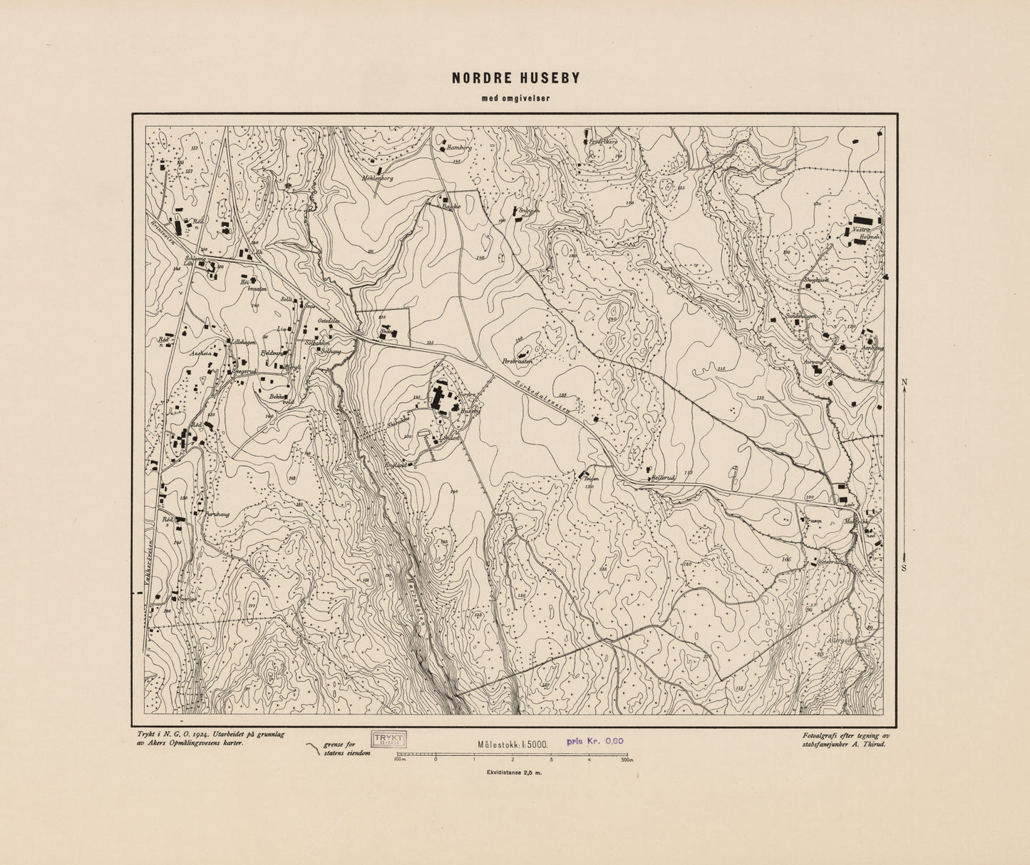 Ekserserplasskart; Nordre Huseby med omgivelser: Oslo