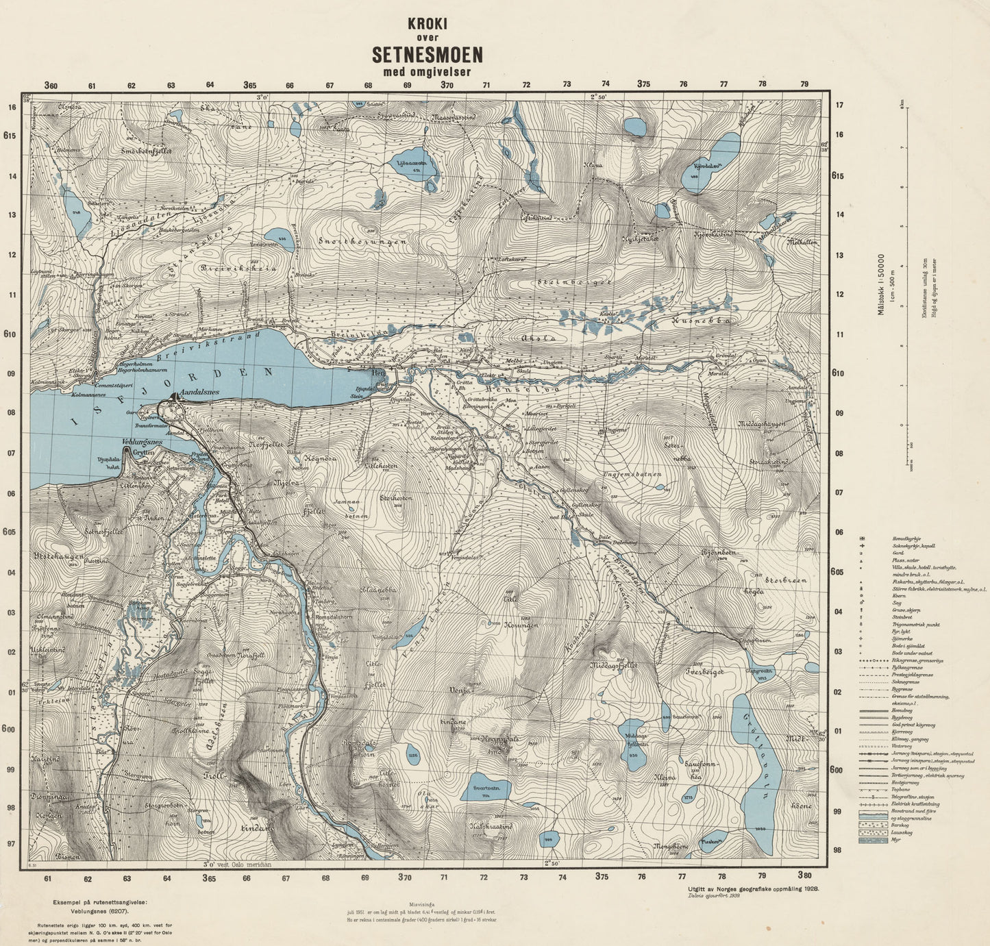 Ekserserplasskart; Kroki over Setnesmoen med omgivelser: Møre og Romsdal