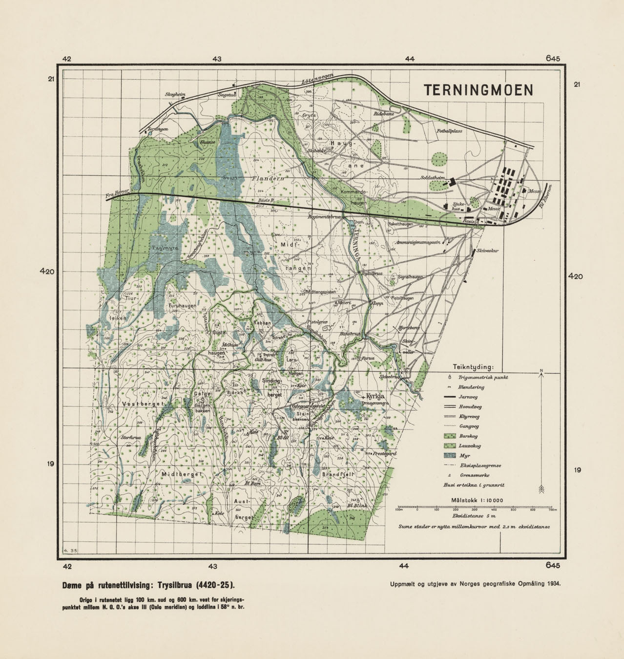 Ekserserplasskart; Terningmoen: Hedmark