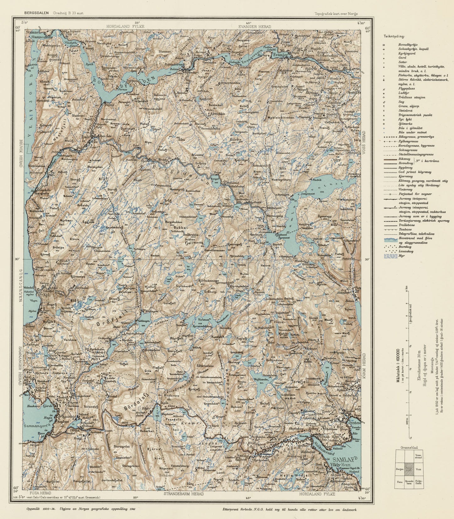 B33 aust Bergsdalen: Hordaland