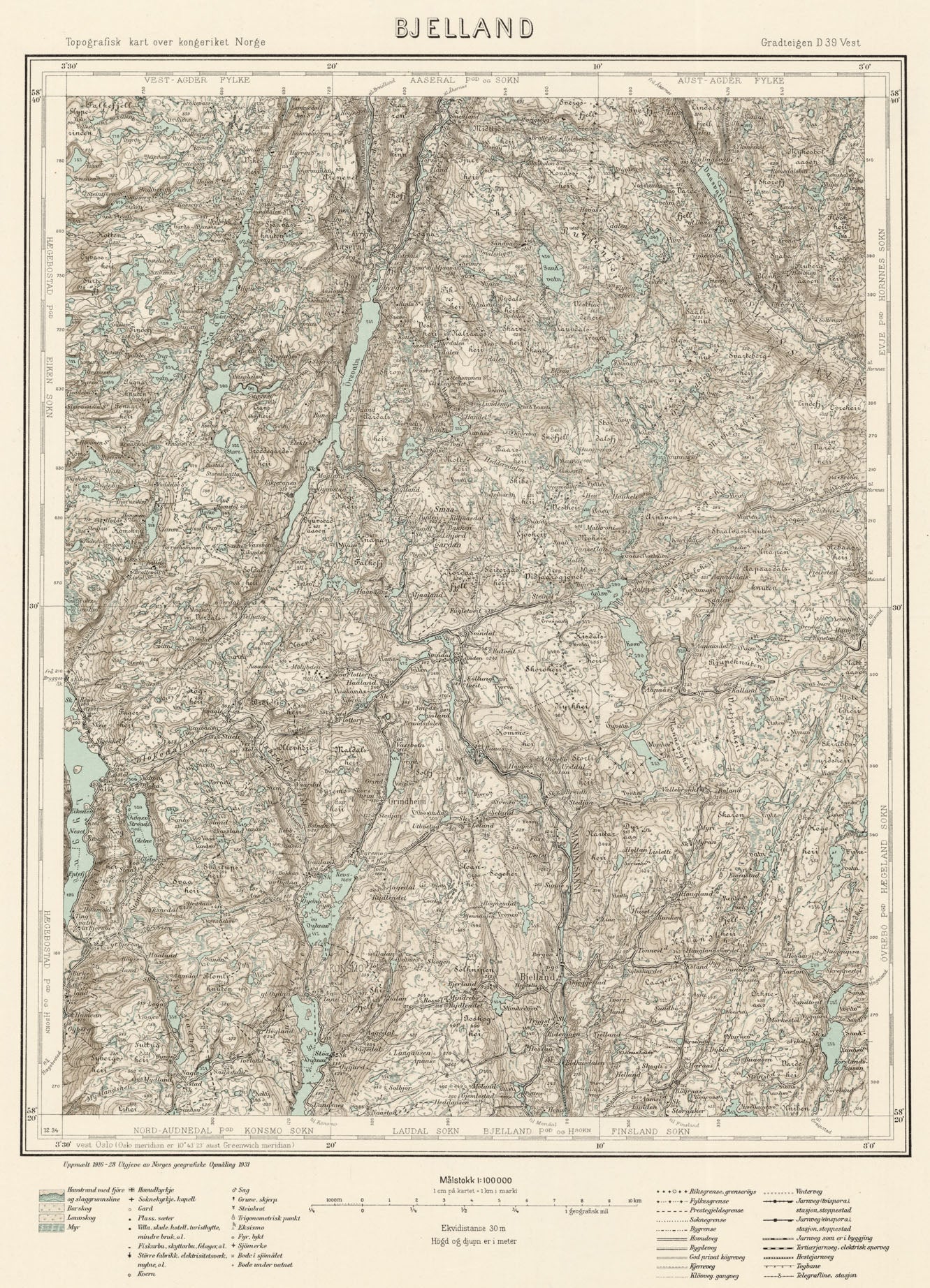 D39 vest Bjelland: Aust-Agder | Vest-Agder