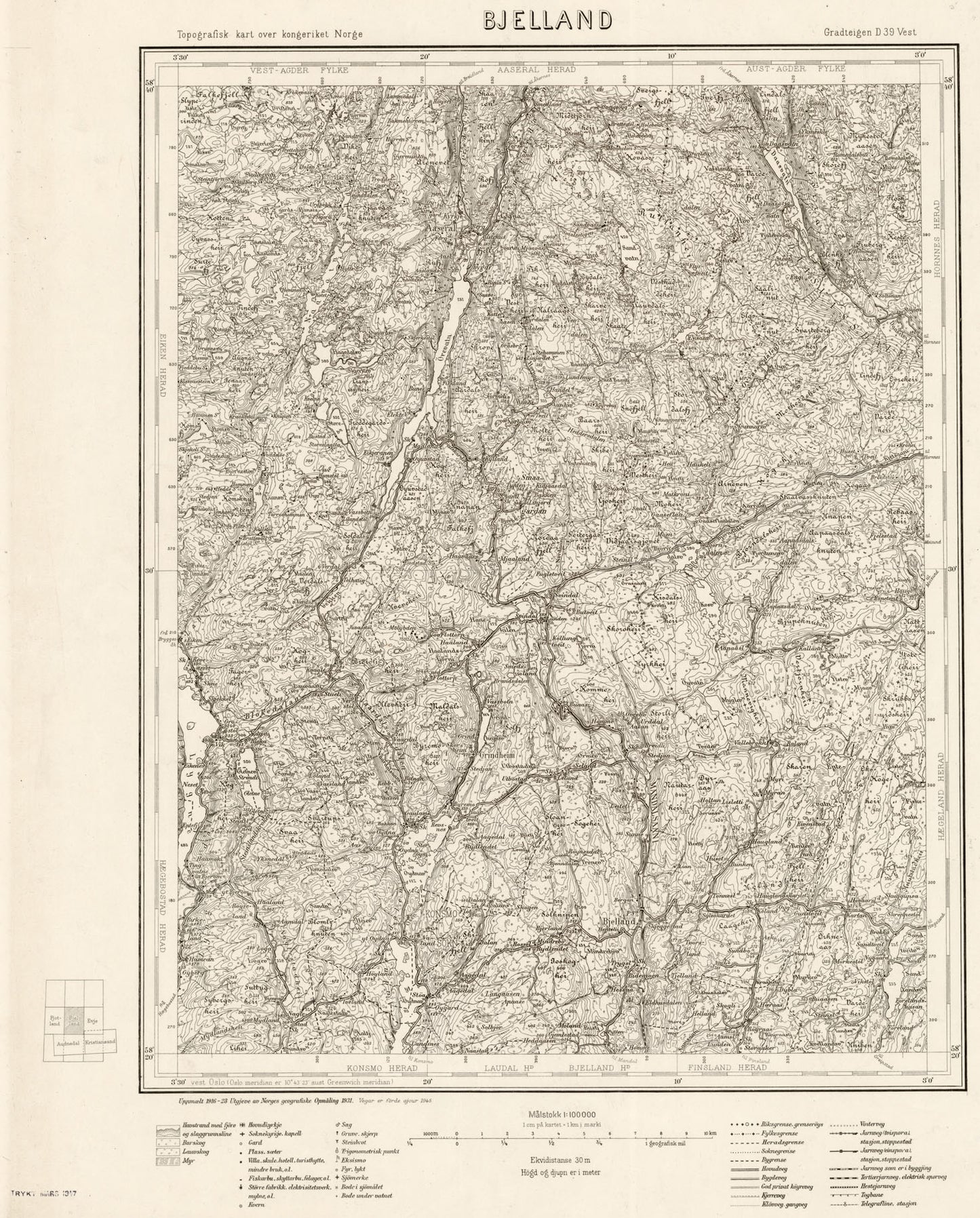 D39 vest Bjelland: Aust-Agder | Vest-Agder