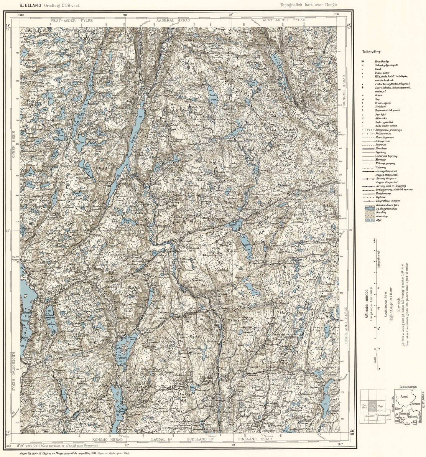 D39 vest Bjelland: Aust-Agder | Vest-Agder