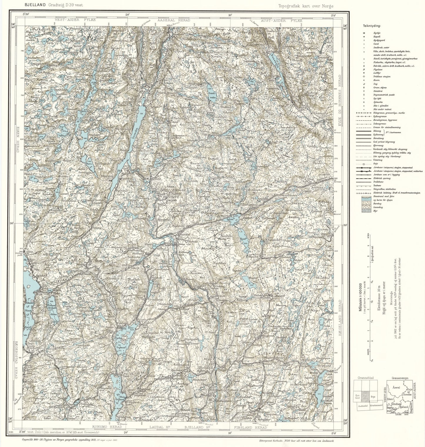 D39 vest Bjelland: Aust-Agder | Vest-Agder