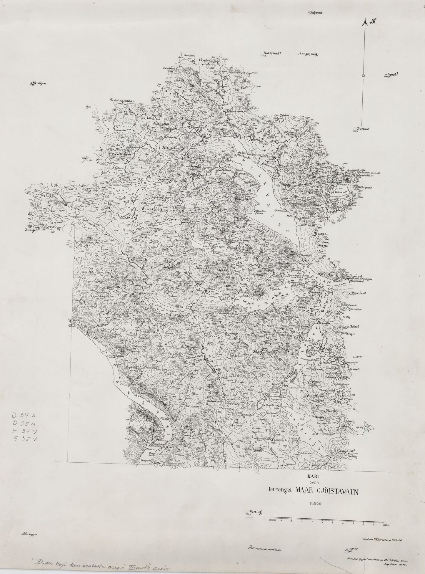 Kart over terrenget Maar Gjøistavatn: Telemark