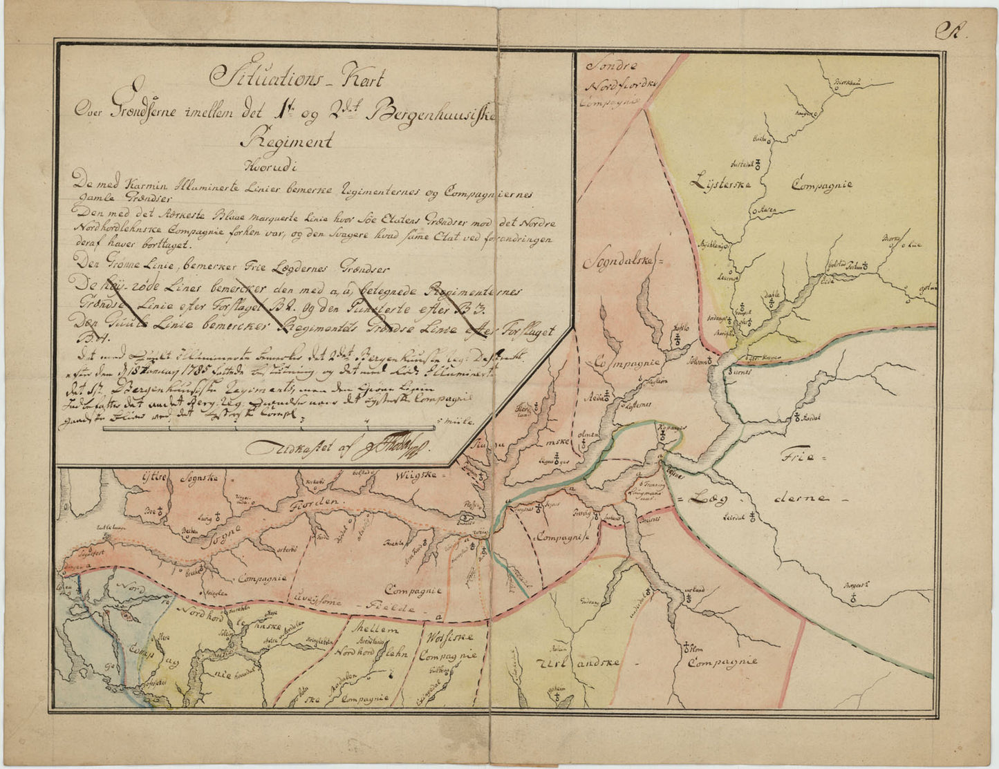 Kartblad 124: Situations-Kart over Grændsen mellom 1ste og 2det Bergenhuusiske Regiment: Sogn og Fjordane