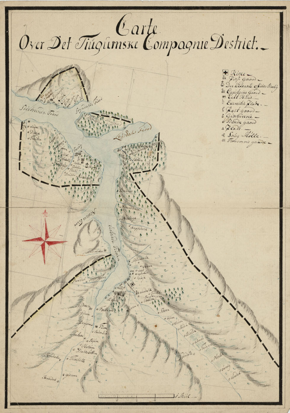 Kartblad 125: Carte over det Tiugumske Compagnie District: Sogn og Fjordane