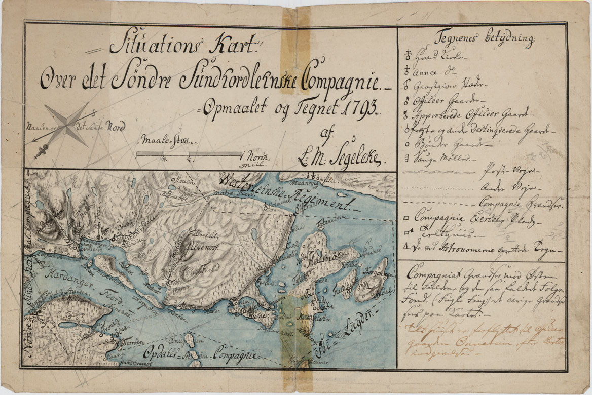 Kartblad 130-1: Situations Carte over det Søndre Sundhordlehnske Compagnie District; versjon 1: Hordaland
