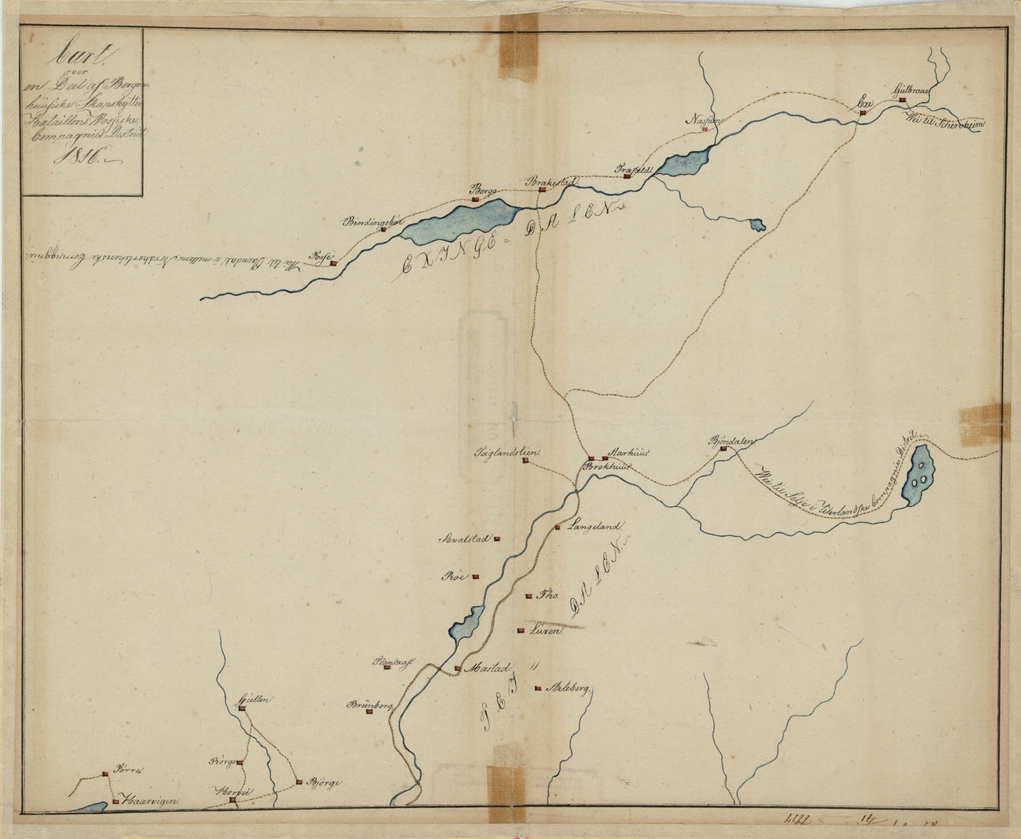 Kartblad 134-1: Cart over Wossiske Compagnie District; blad 1: Hordaland