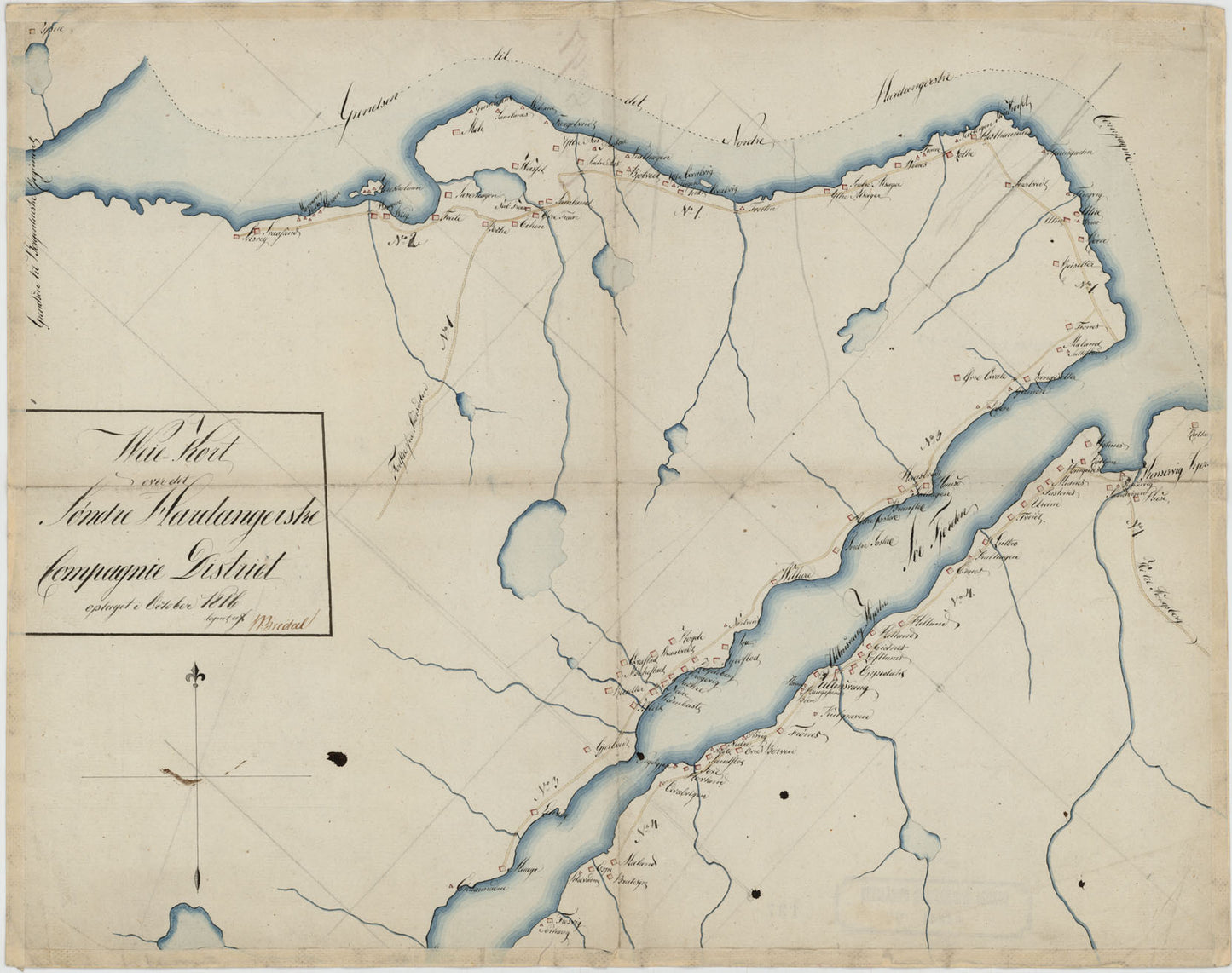 Kartblad 137-1: Weie-Cort over det Søndre Hardangerske Compagnie District; a: Hordaland