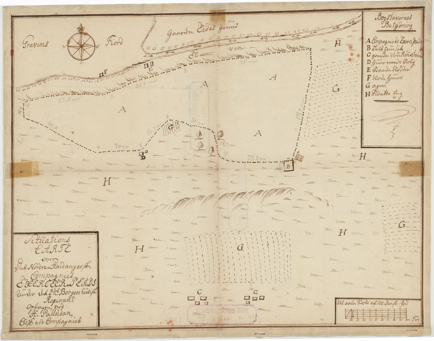 Kartblad 137-2: Situations Carte over den Nordre Hardangerske Compagnies;b: Hordaland