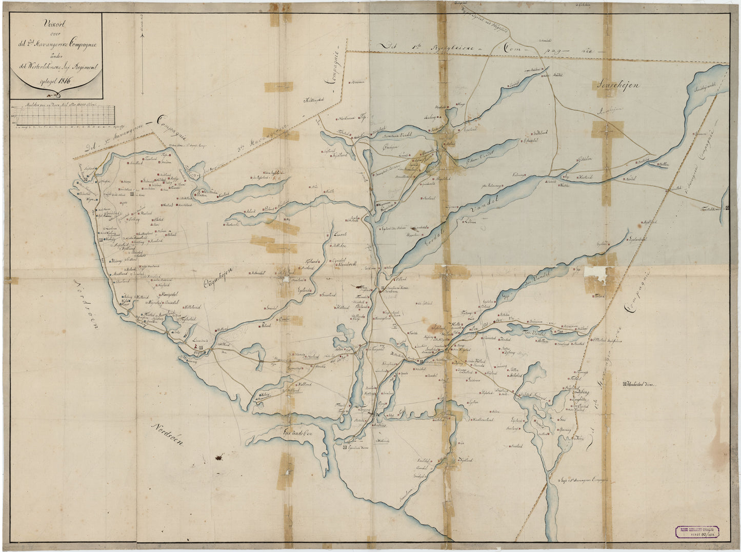 Kartblad 152: Veikort over det 2det Stavangerske Compagnie District: Rogaland