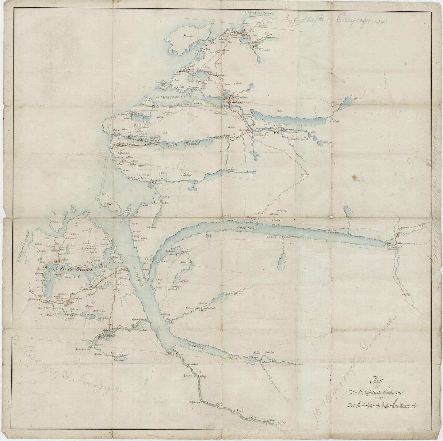 Kartblad 153: Kart over det 1ste Ryfylkiske Compagnie District: Rogaland