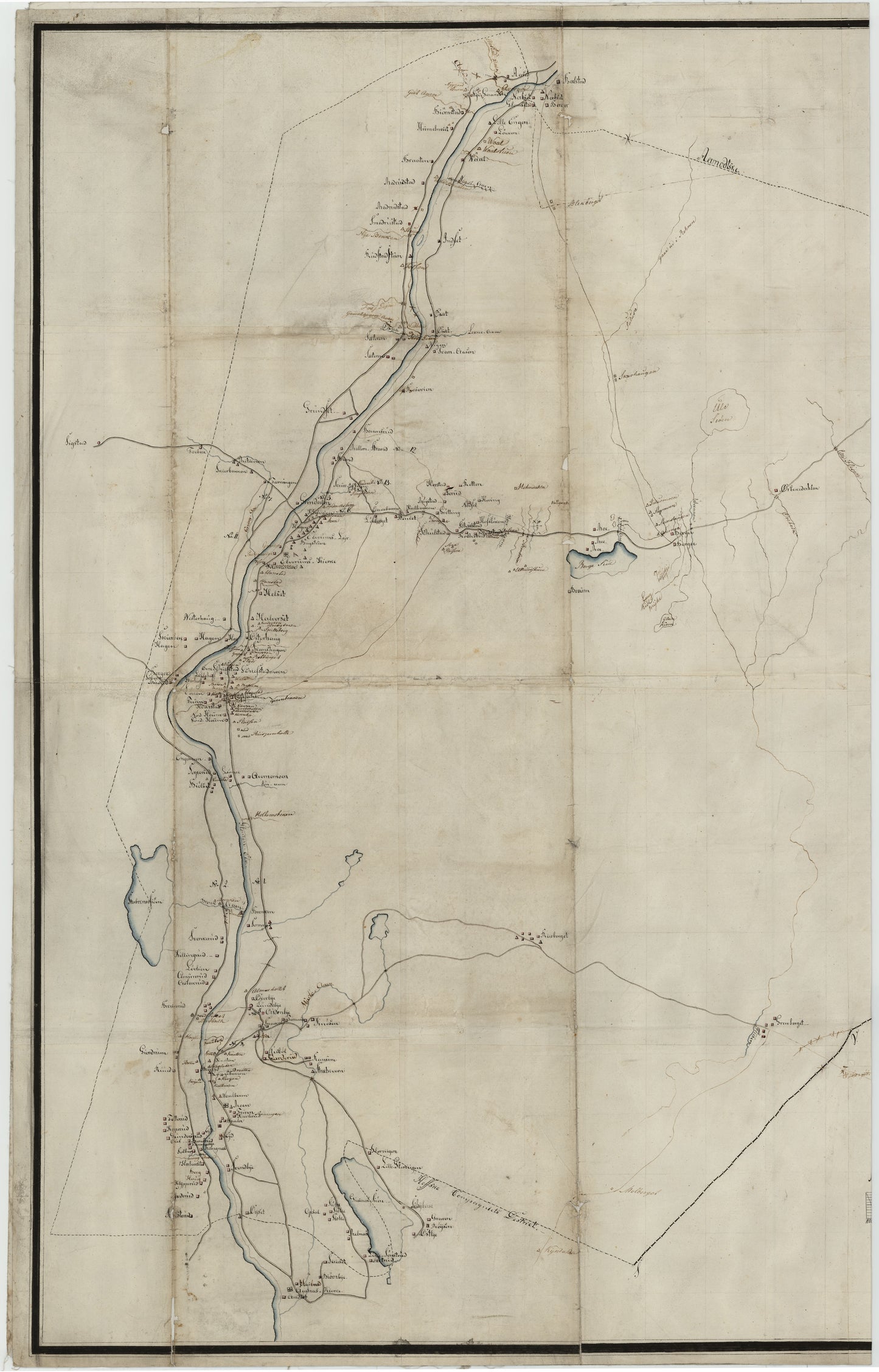 Kartblad 163 vest: Det Elverumske Skjeløber Compagnie; vestre del: Hedmark