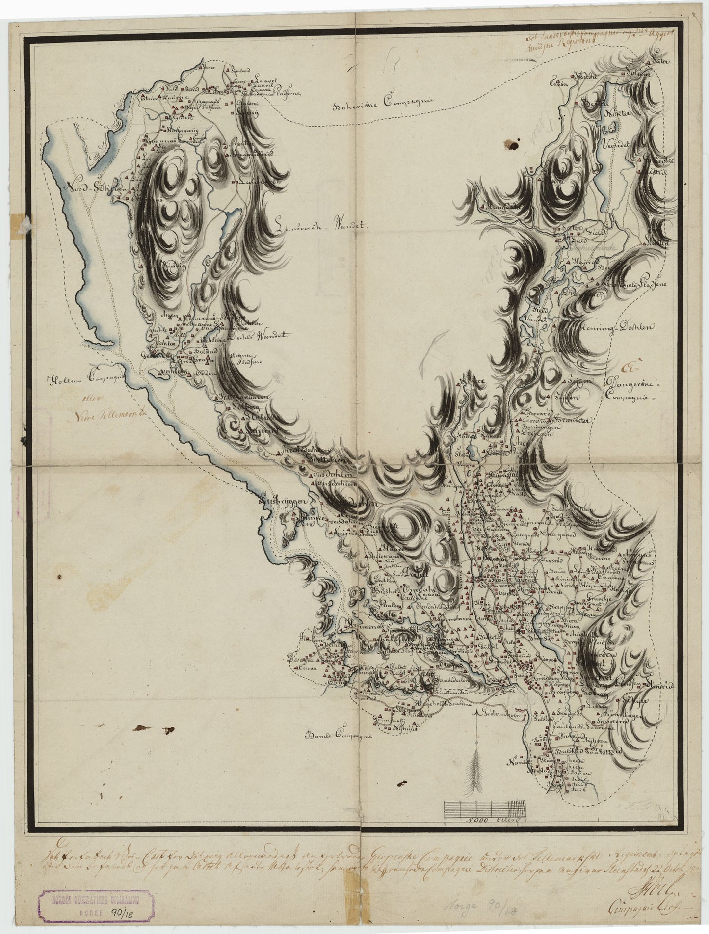 Kartblad 18: Wey-Cart over det Gjerpenske Compagnie District: Østfold