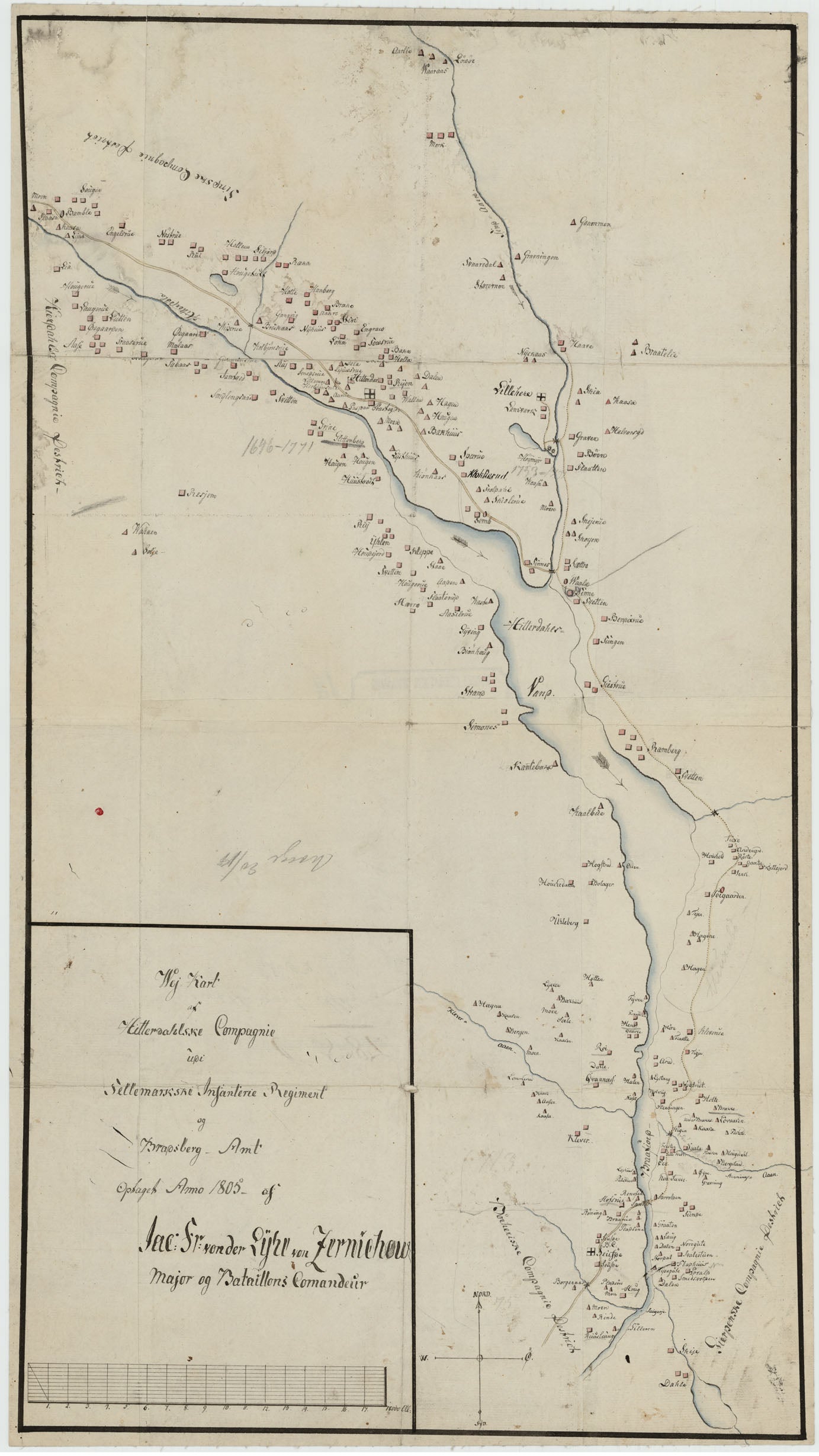 Kartblad 19: Wej-Kart over det Hitterdahlske Compagnie District: Telemark