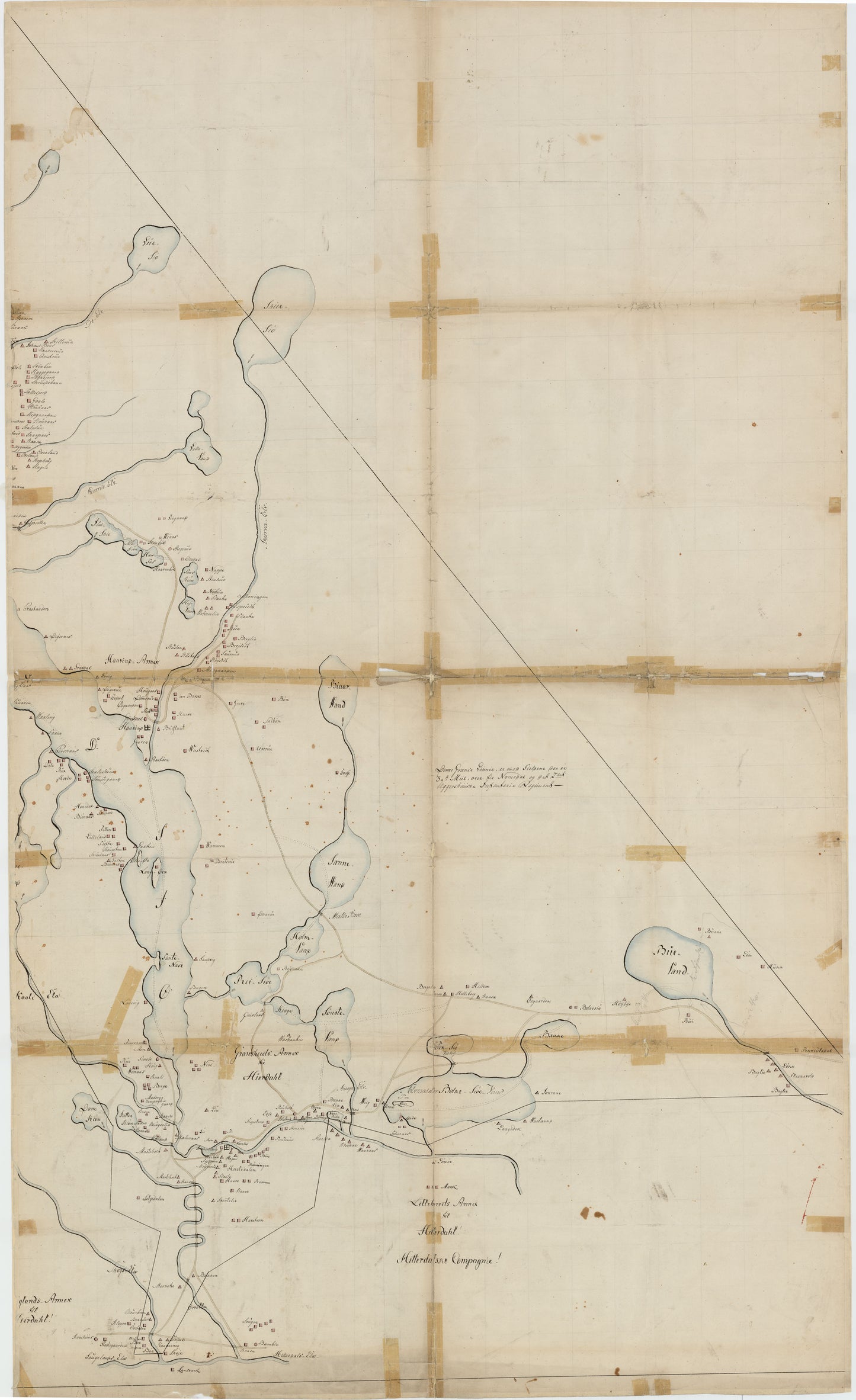 Kartblad 22 øst: Vei-Kart over det Tindske Compagnie District; østre del: Telemark