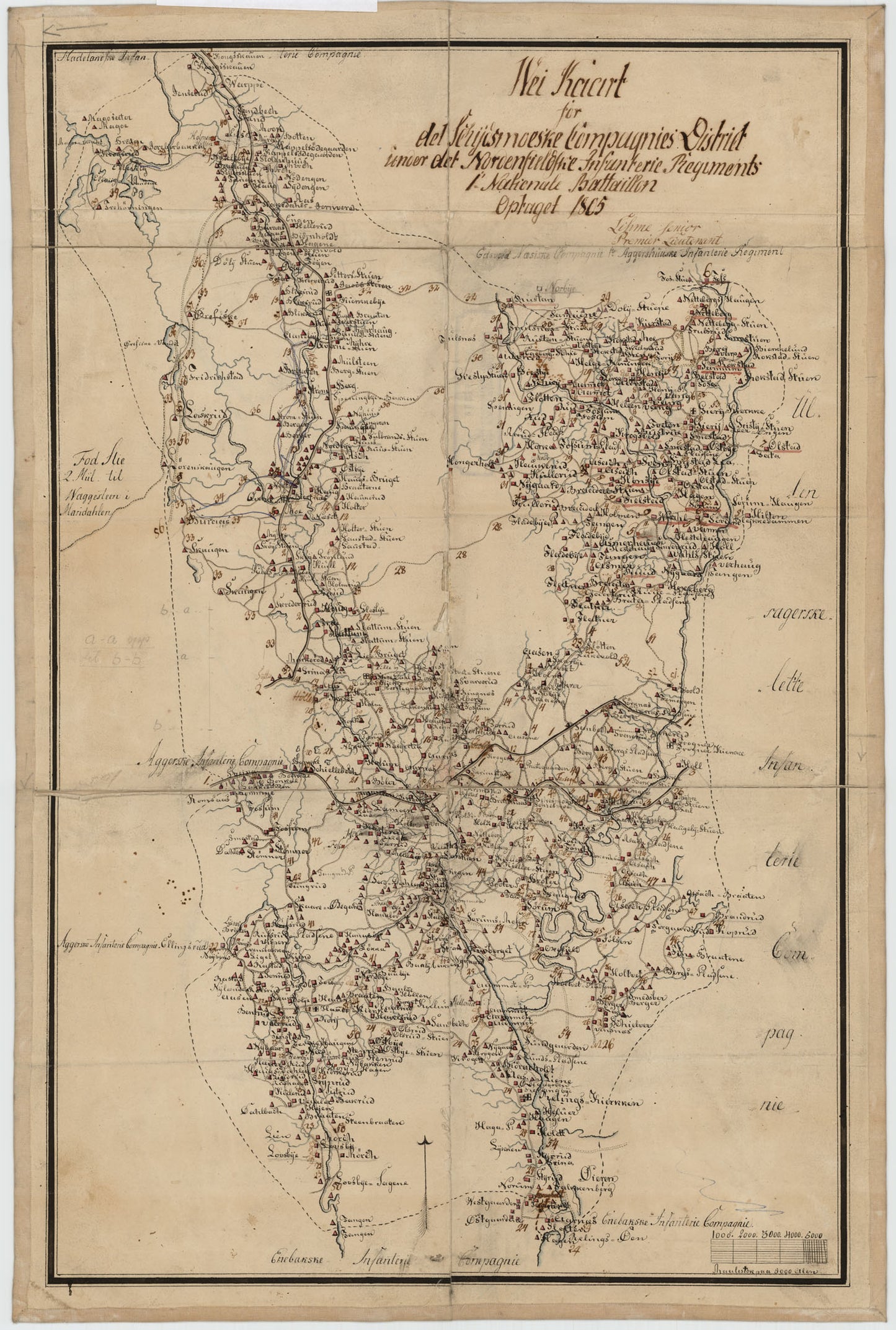 Kartblad 24: Wei-Kaart over det Schijedsmoiske Compagnie District: Akershus