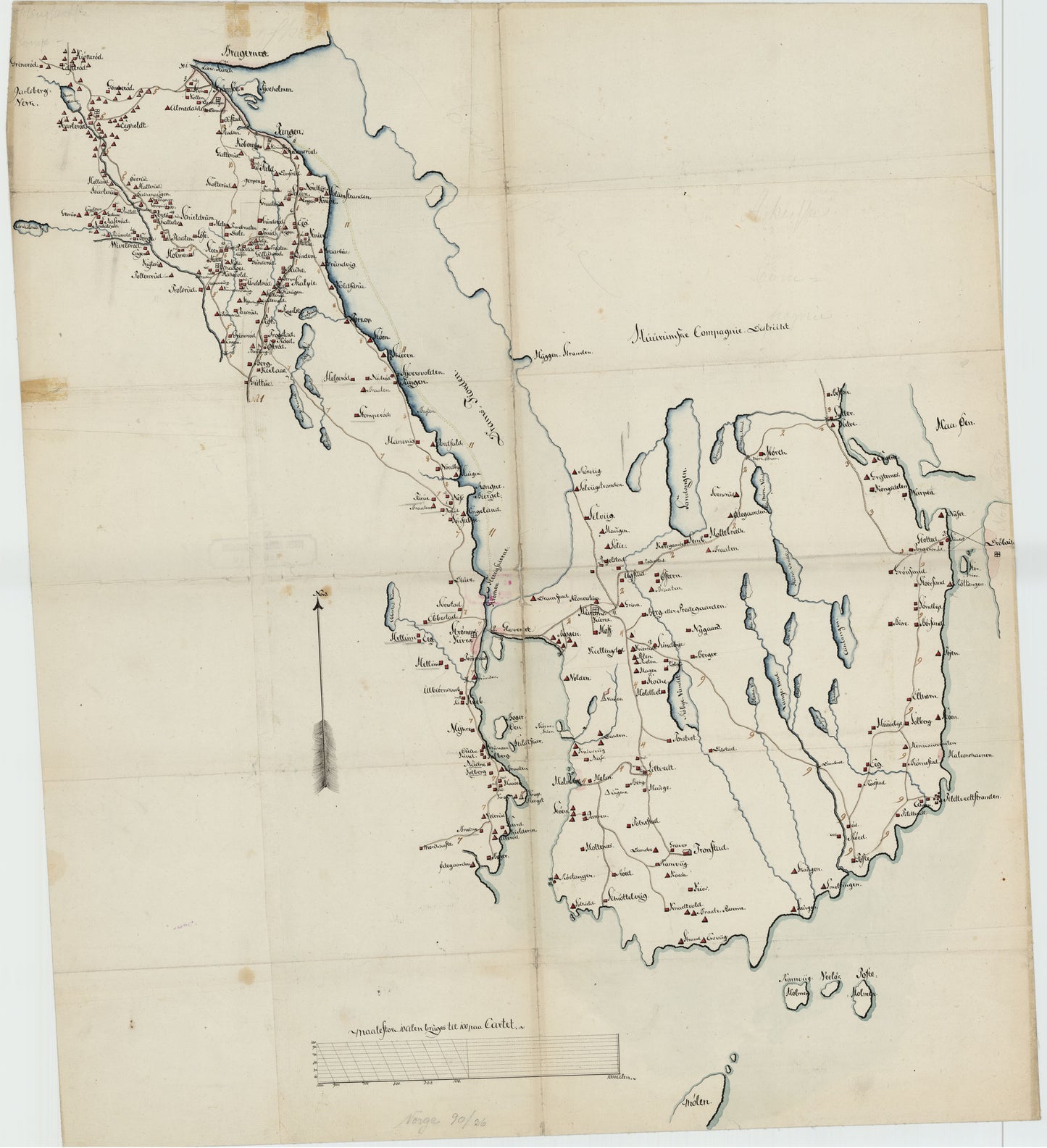 Kartblad 26-2: Det Huurumske Compagnie District; versjon 2: Buskerud