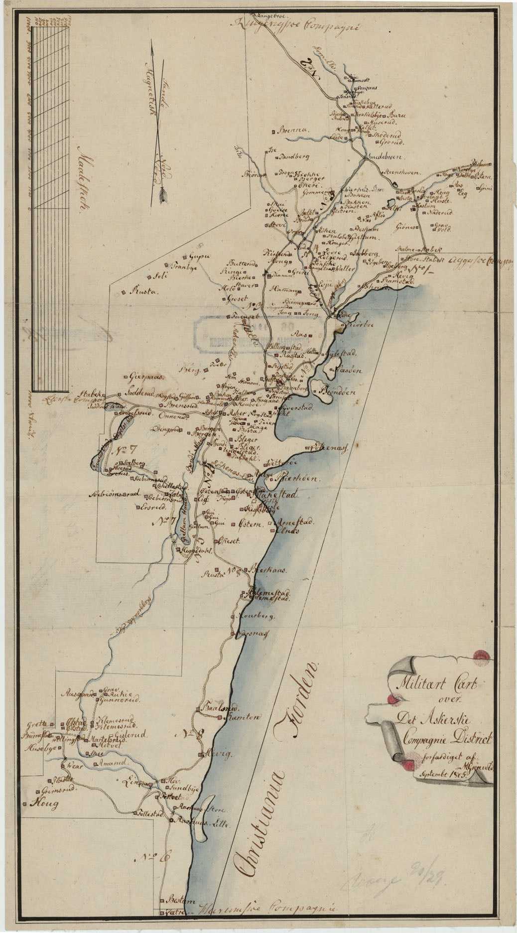 Kartblad 29: Militært Cart over det Askerske Compagnie District: Akershus