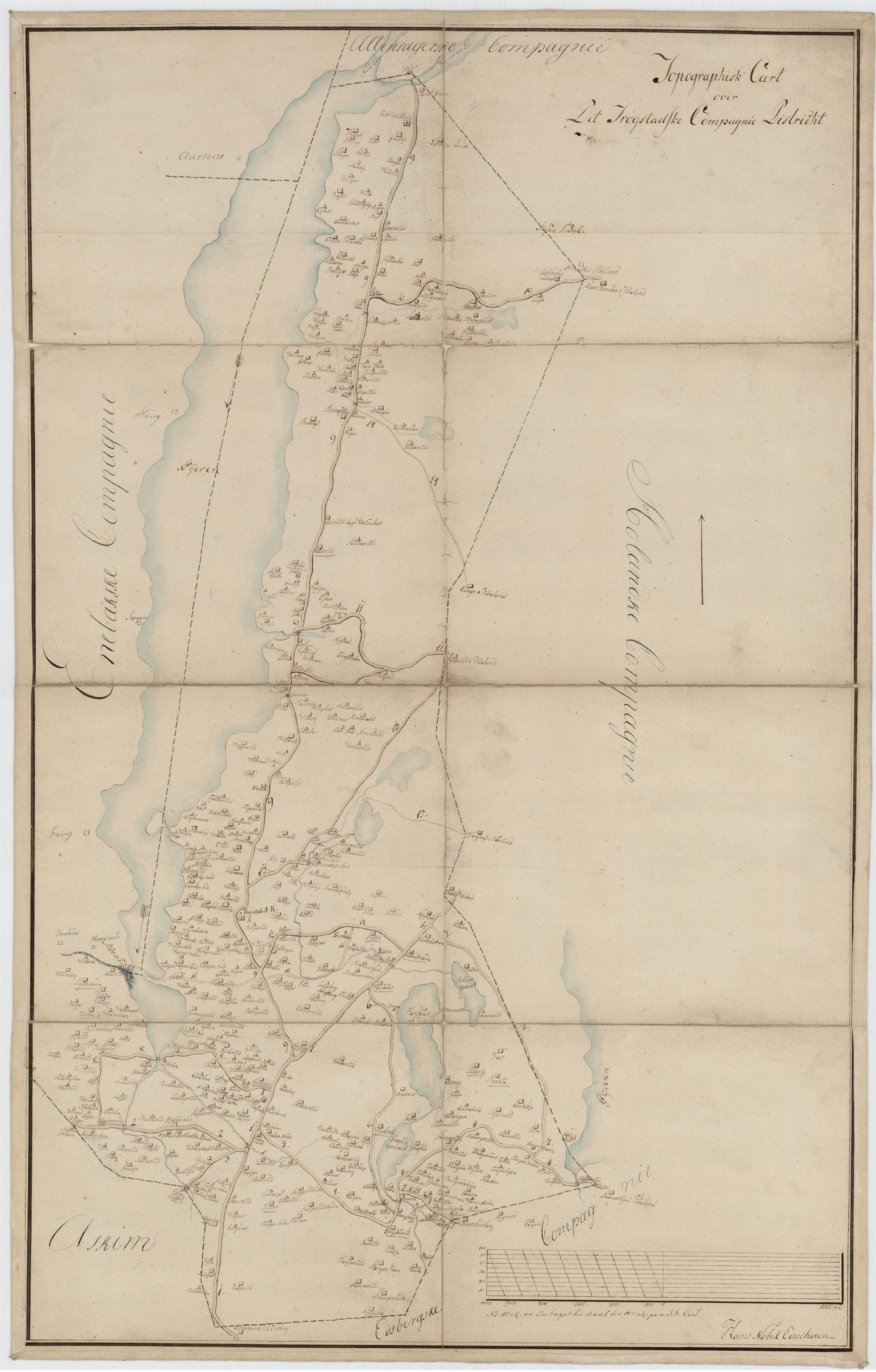 Kartblad 37: Topographisk Chart over det Trøgstadske Compagnie District: Akershus
