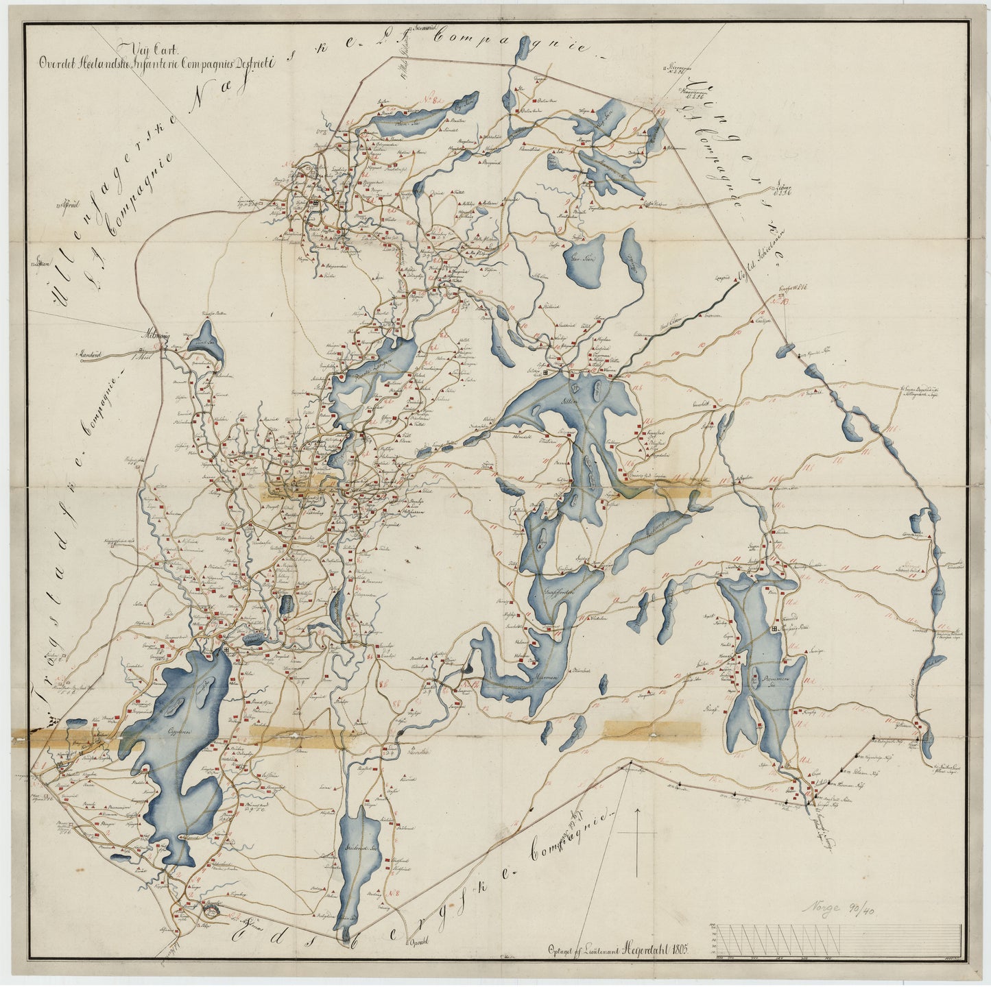 Kartblad 40: Vey-Cart over det Høelandske Infanterie Compagnies District: Østfold