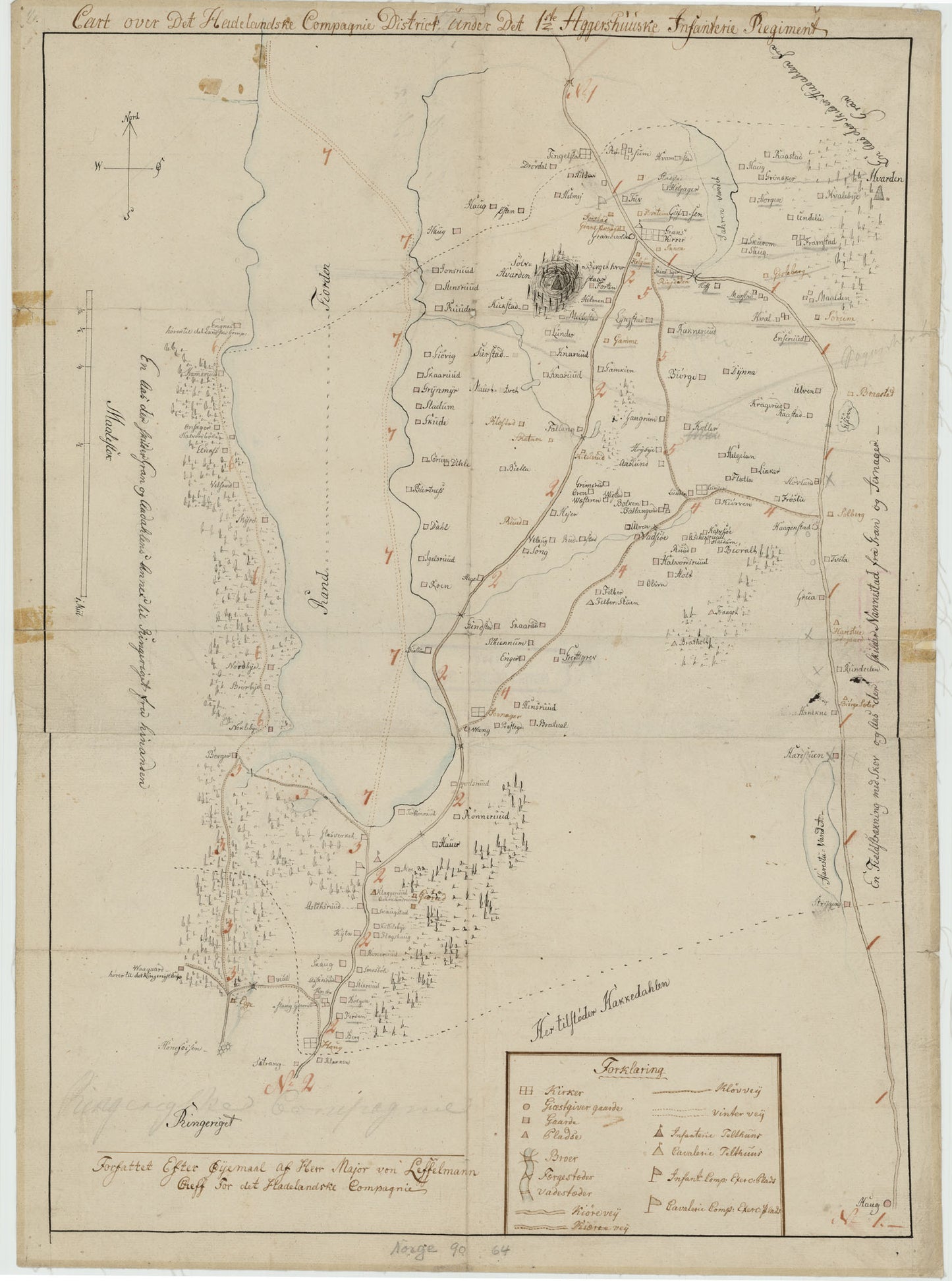 Kartblad 64: Cart over det Hadelandske Compagnie District: Oppland