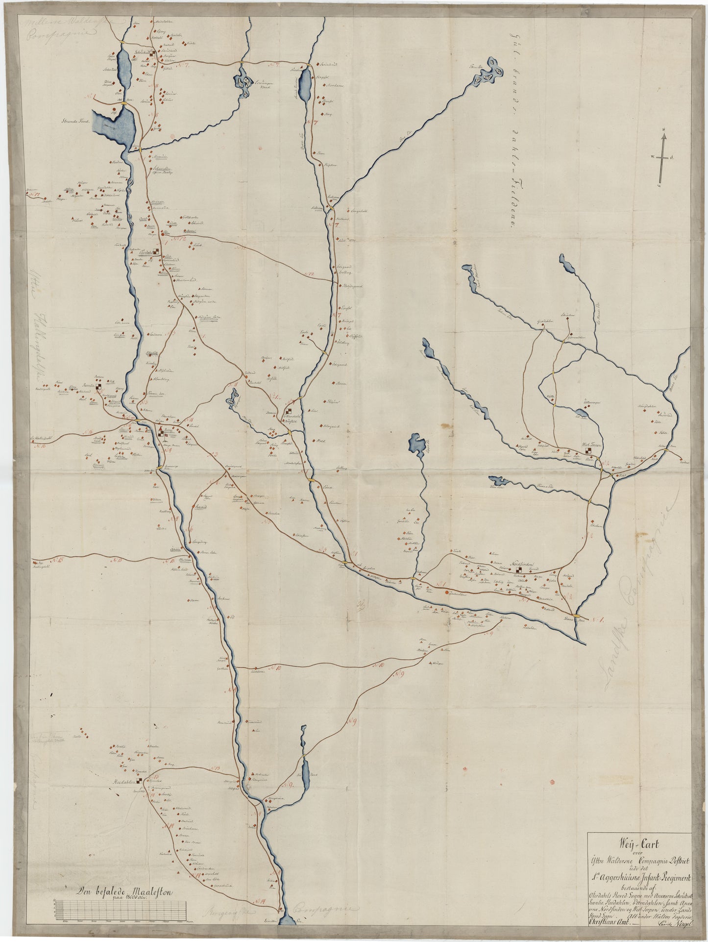 Kartblad 68: Wey-Cart over det Yttre Valderske Compagnie District: Oppland