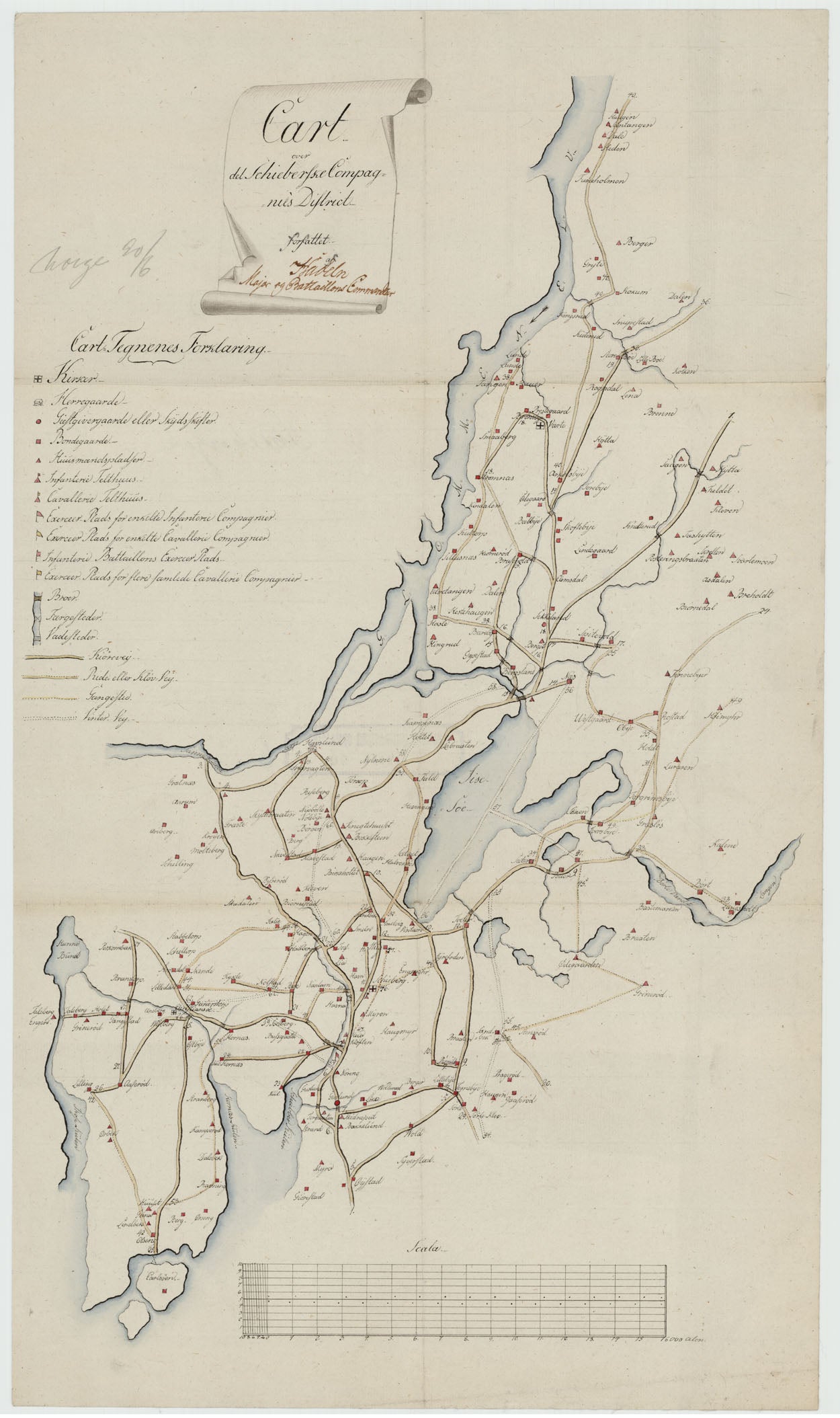 Kartblad 6-1: Cart over det Schieberske Compagnies District; versjon 1: Østfold