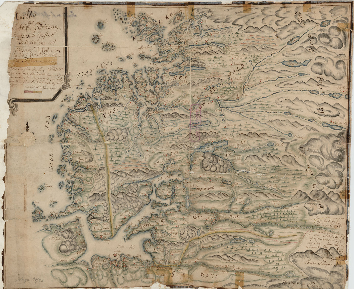 Kartblad 73: Cartha over det Første Trundhiæmsche Regiments District: Nord-Trøndelag