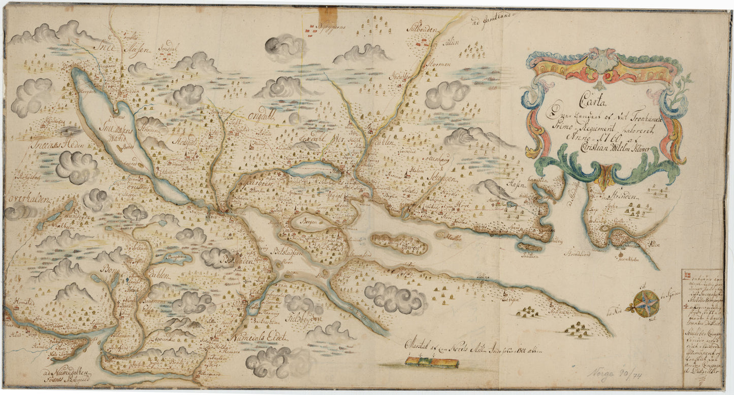 Kartblad 74: Carta over Eendeel af det Trondhiemske Primo-Regiement: Nord-Trøndelag