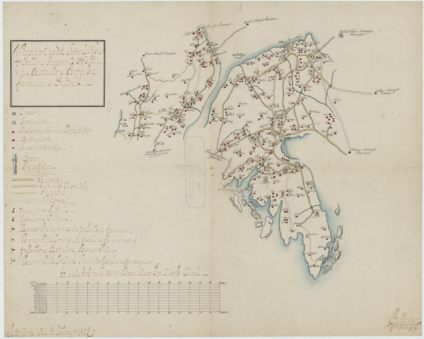 Kartblad 7-1: Wey-Kaart over det Borgeske Compagnie District; versjon 1: Østfold