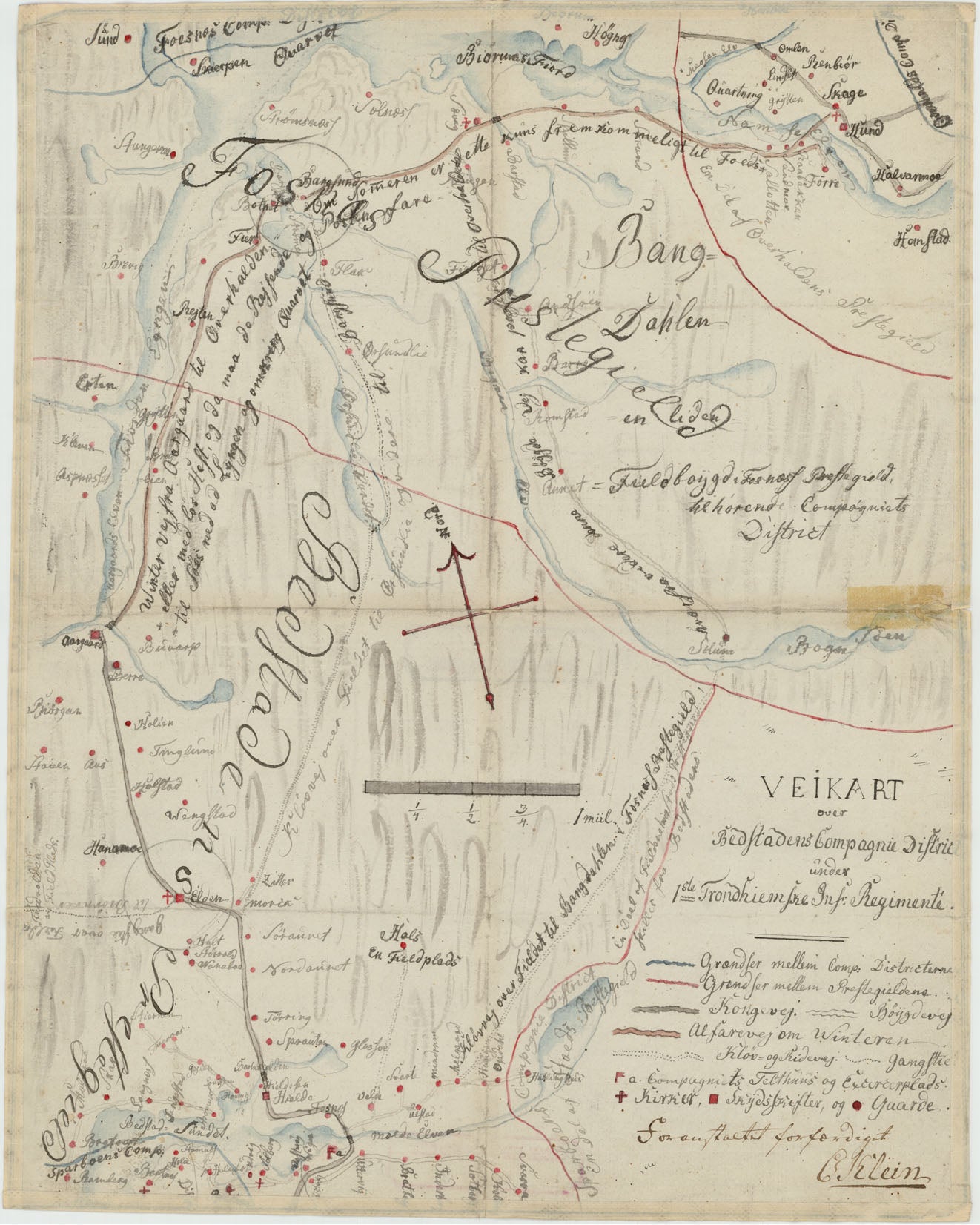 Kartblad 88: Vejkart over Bedstadens Compagnie District: Nord-Trøndelag