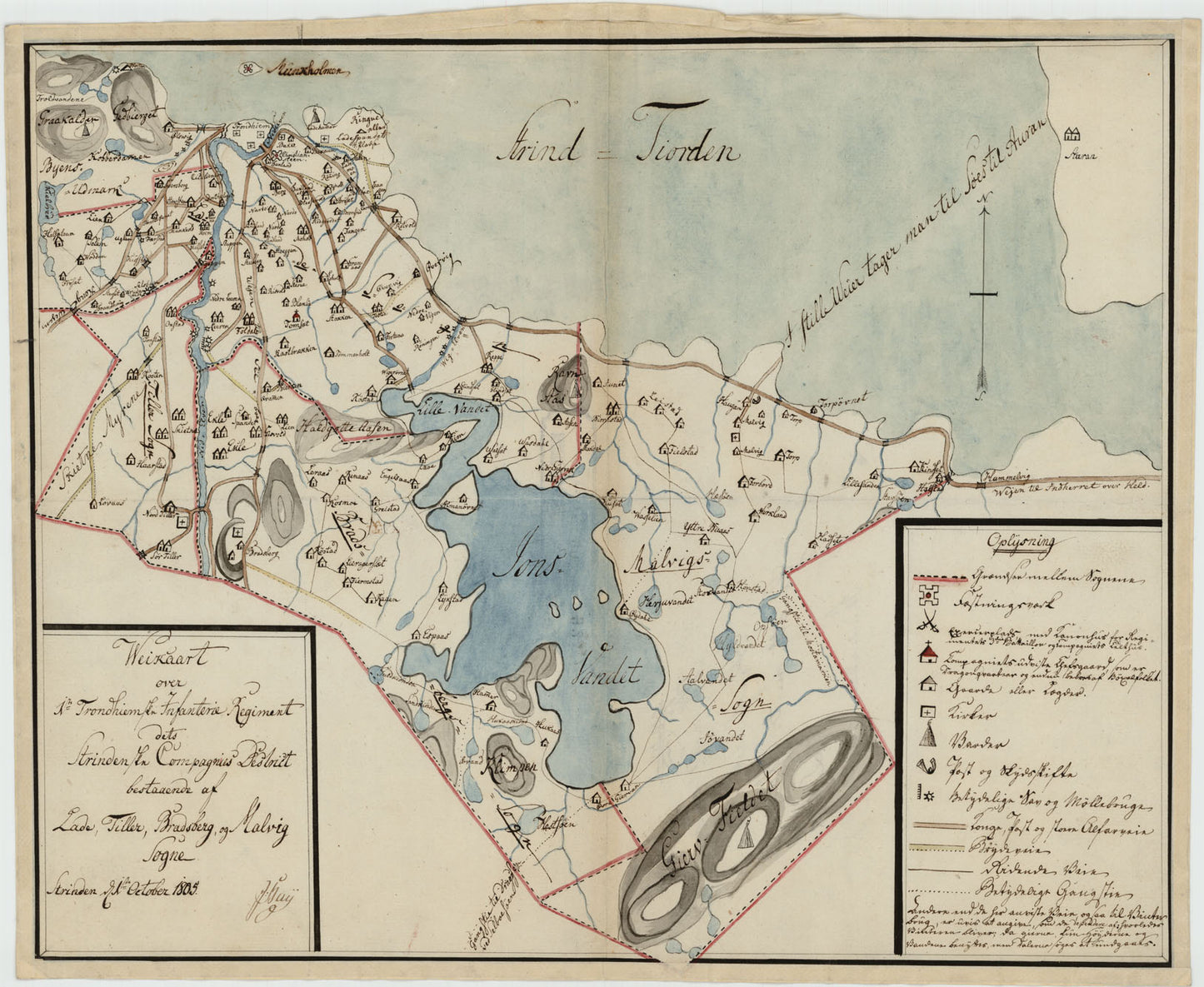 Kartblad 92: Wey-Carte over det Strindenske Compagnie District: Sør-Trøndelag