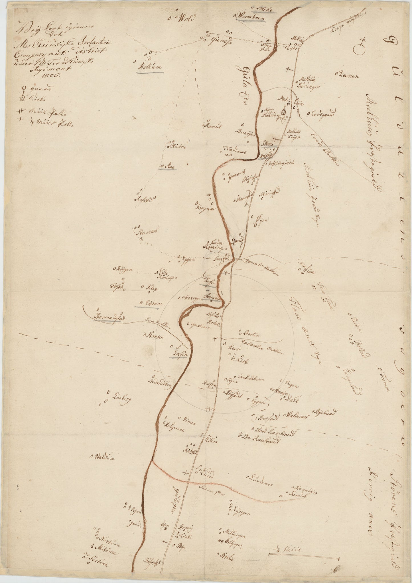 Kartblad 94: Wey-Carte over det Melhusiske Compagnie District: Sør-Trøndelag