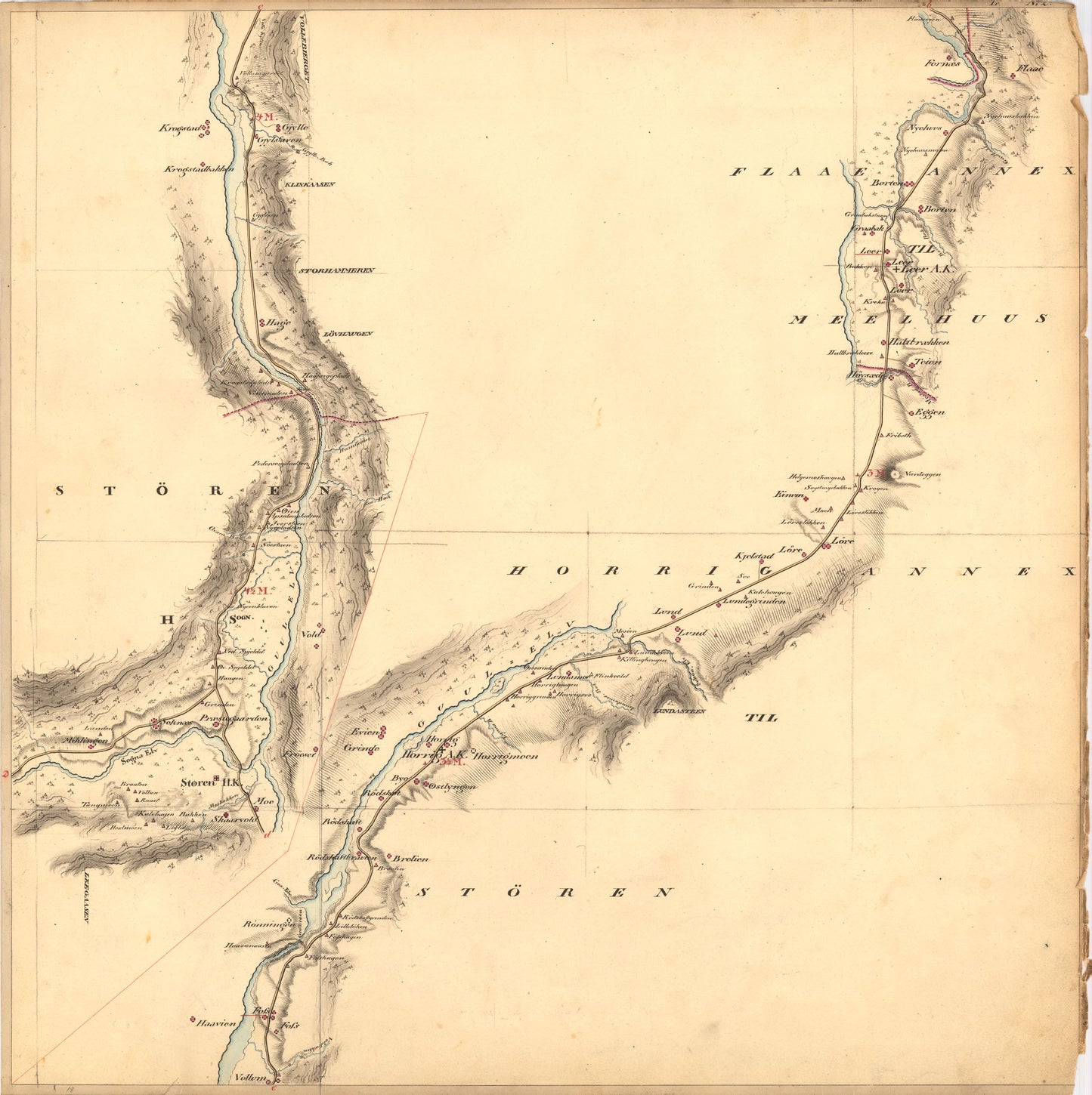 Kartblad nr 2b: Kaart over Postveien fra Trondheim til Røraas: Sør-Trøndelag