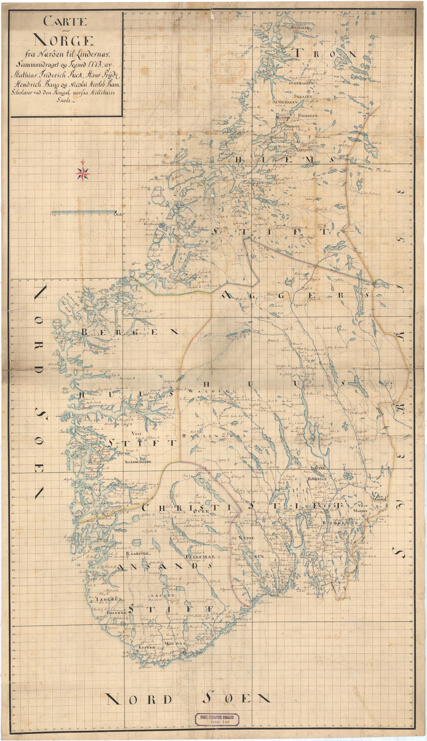 Norge 100: Carte over Norge fra Nærøen til Lindesnes: Norge